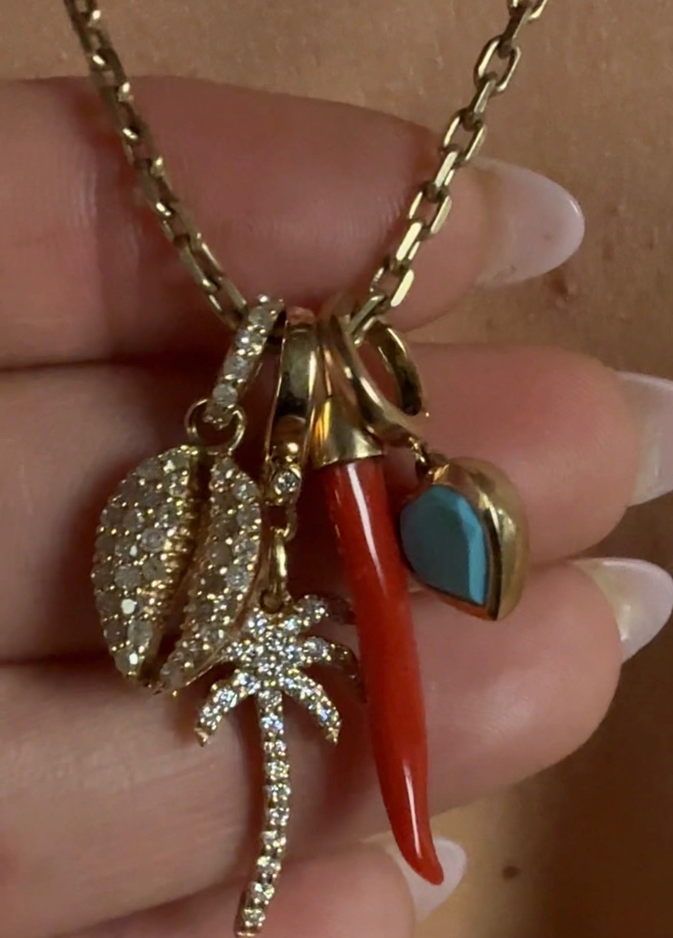 14k GOLD & DIAMOND PALM TREE
