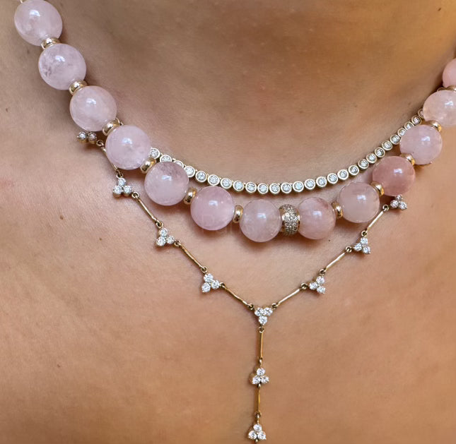 PINK MORGANITE & DIAMOND GEMSTONE NECKLACE