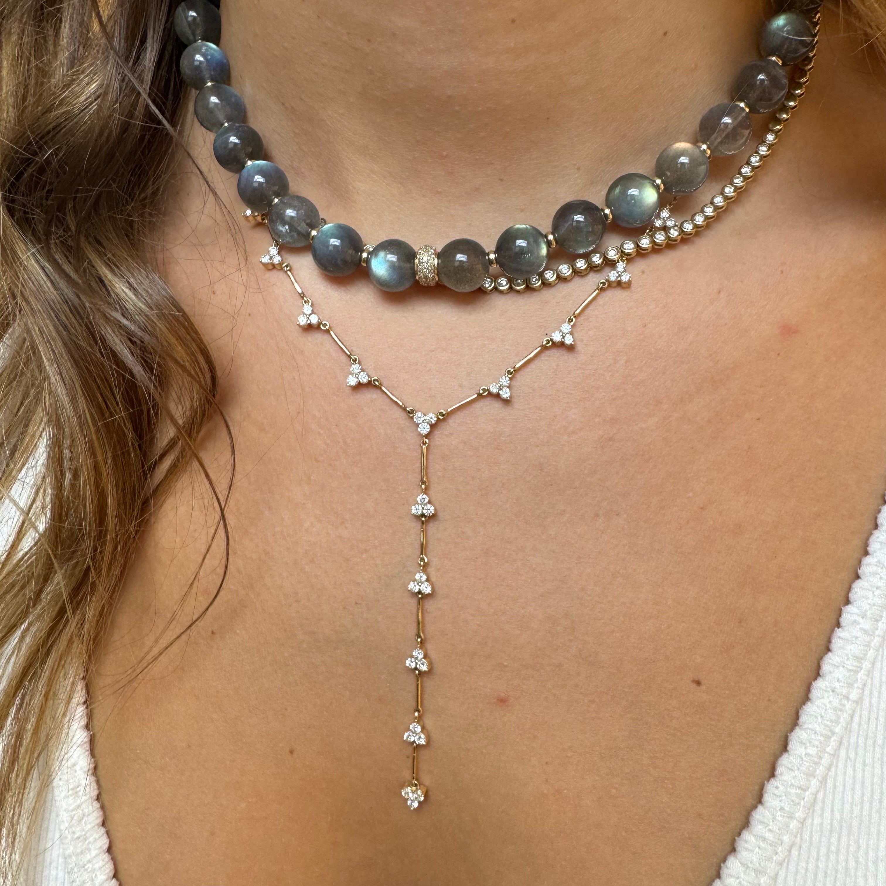 LABRADORITE & DIAMOND BEAD NECKLACE