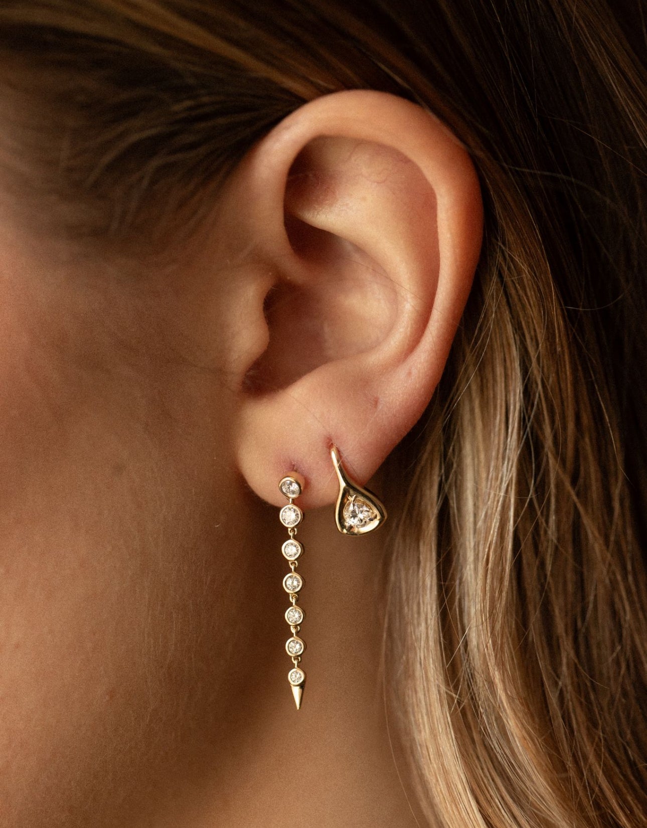 BEZEL DIAMOND DROP EARRINGS