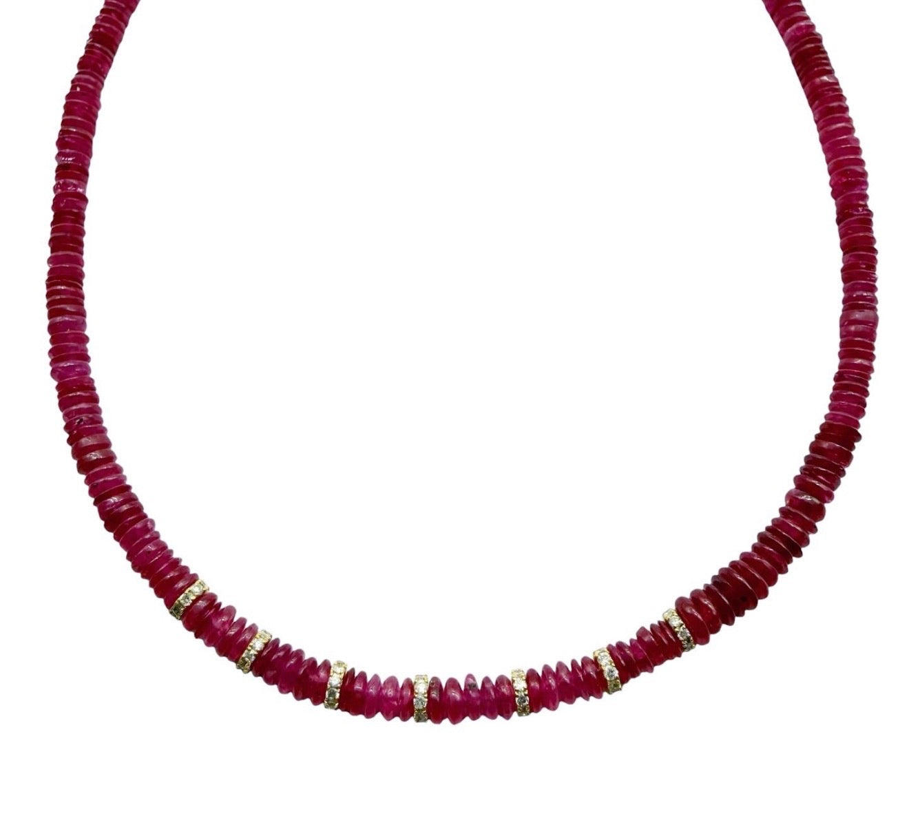 RUBY AND DIAMOND BEADED NECKLACE