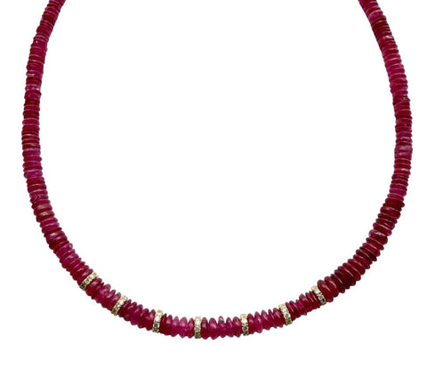 RUBY AND DIAMOND BEADED NECKLACE