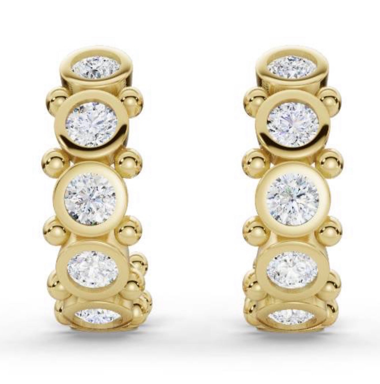 BEZEL DIAMOND HOOPS
