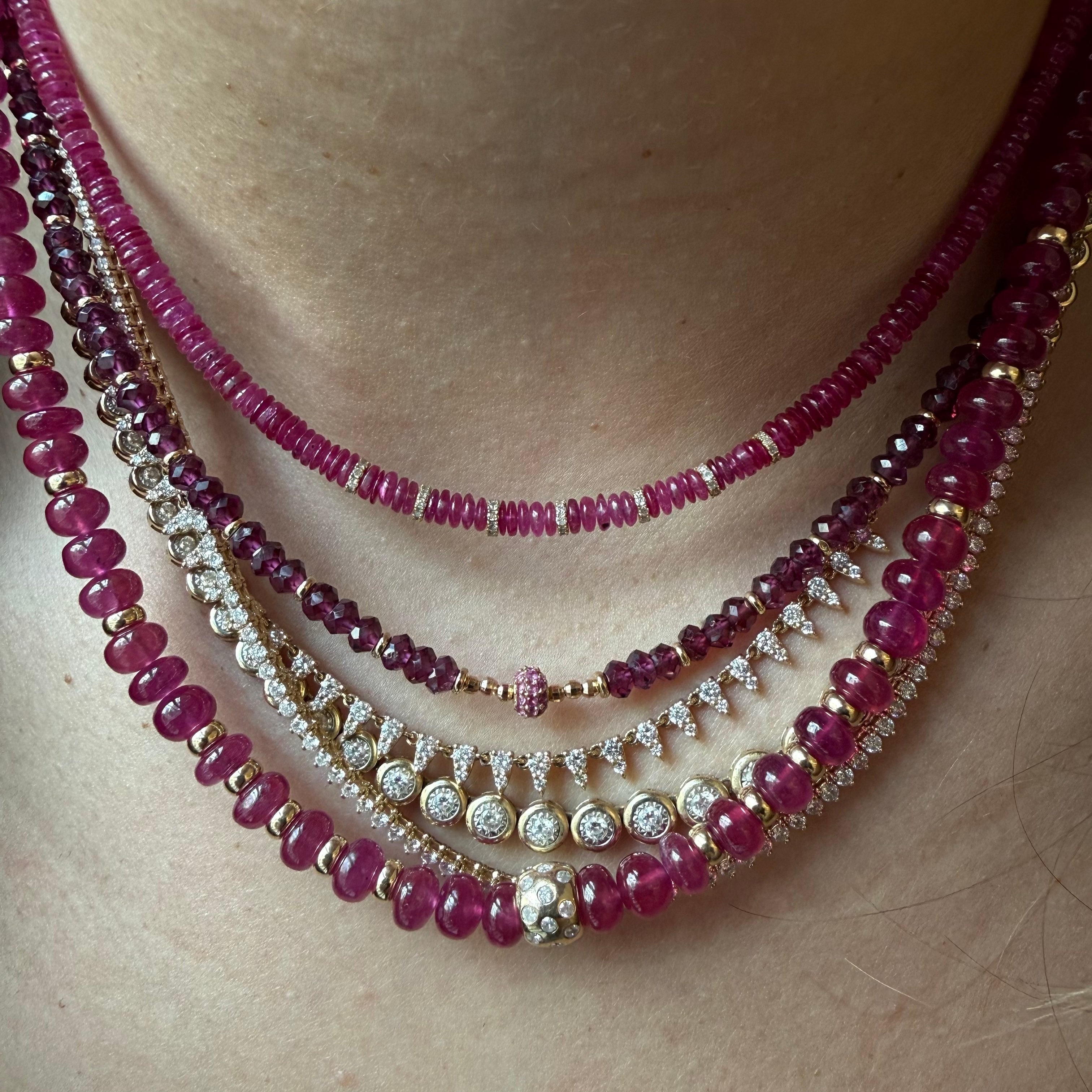 RUBY AND DIAMOND BEADED NECKLACE