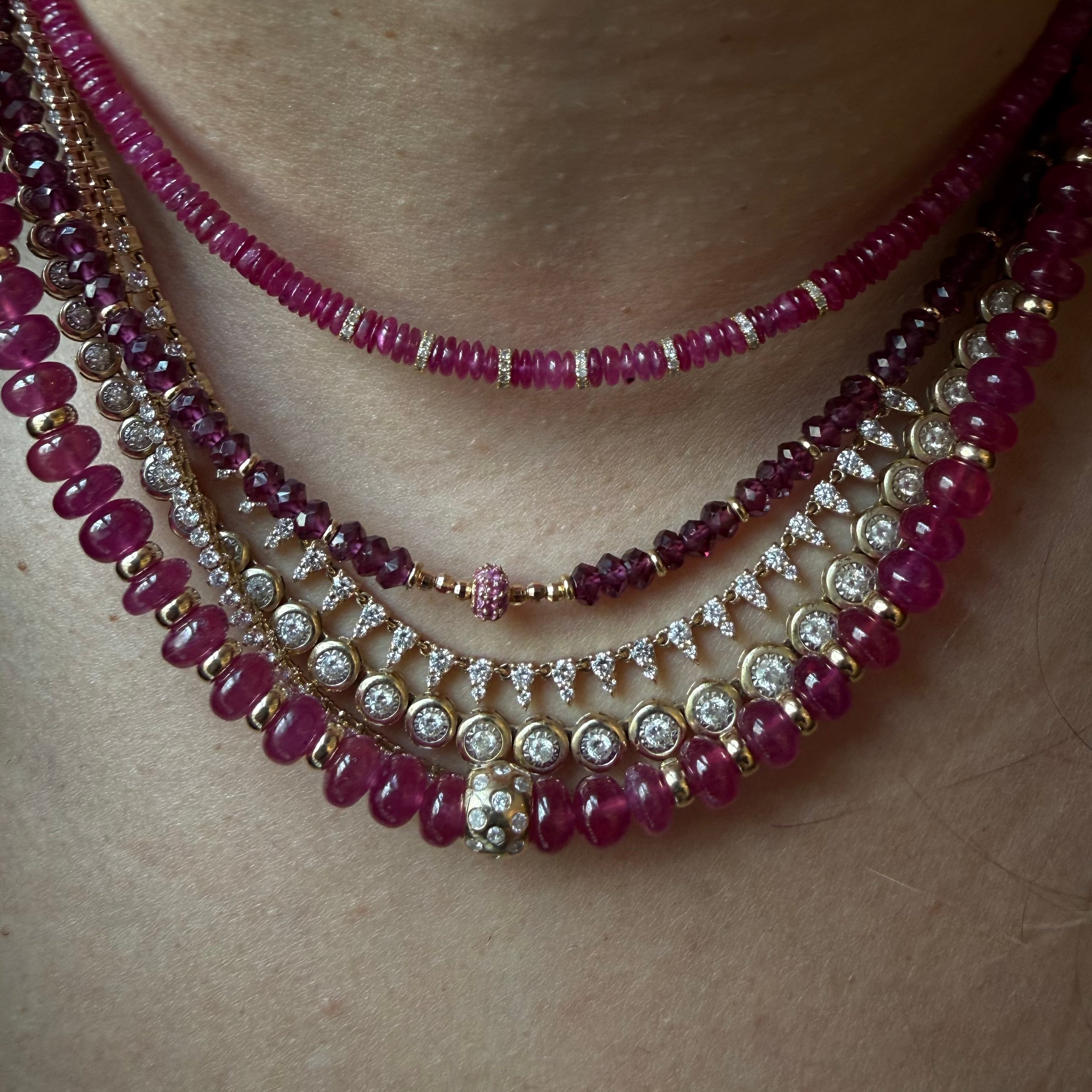 RUBY AND DIAMOND BEADED NECKLACE