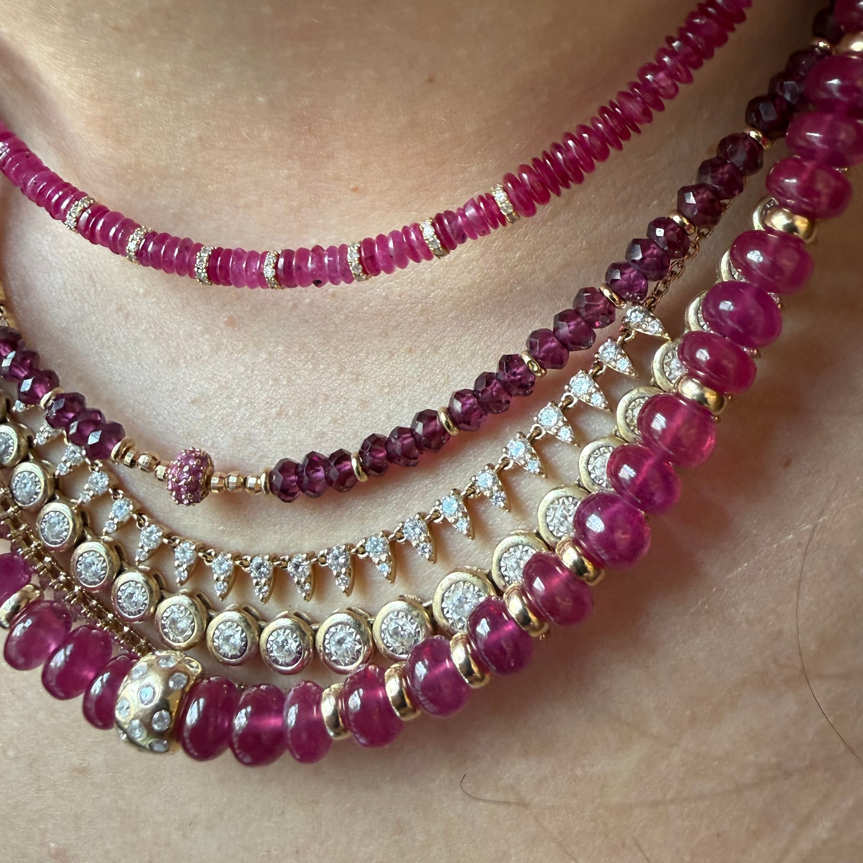 RUBY AND DIAMOND BEADED NECKLACE