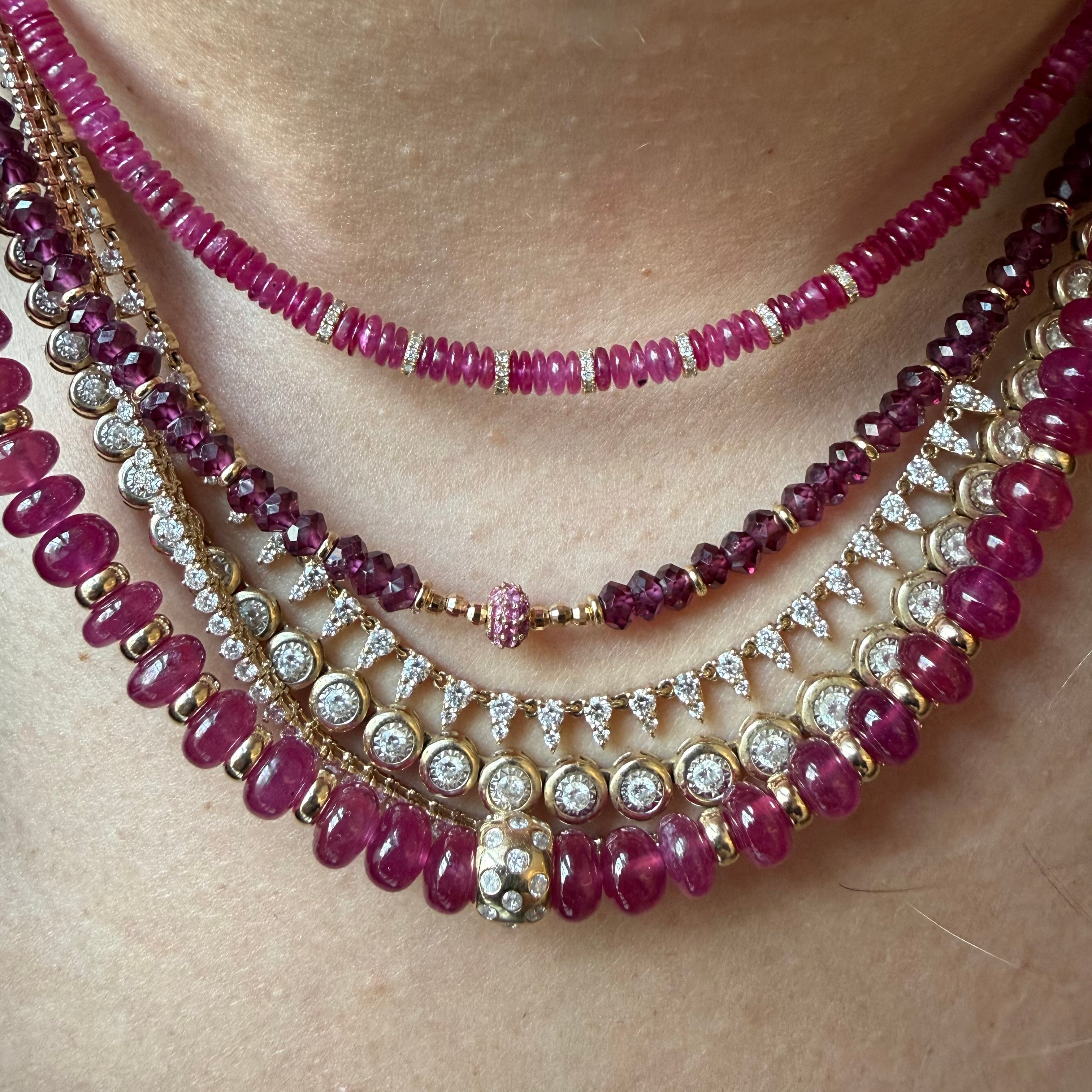 RUBY AND DIAMOND BEADED NECKLACE
