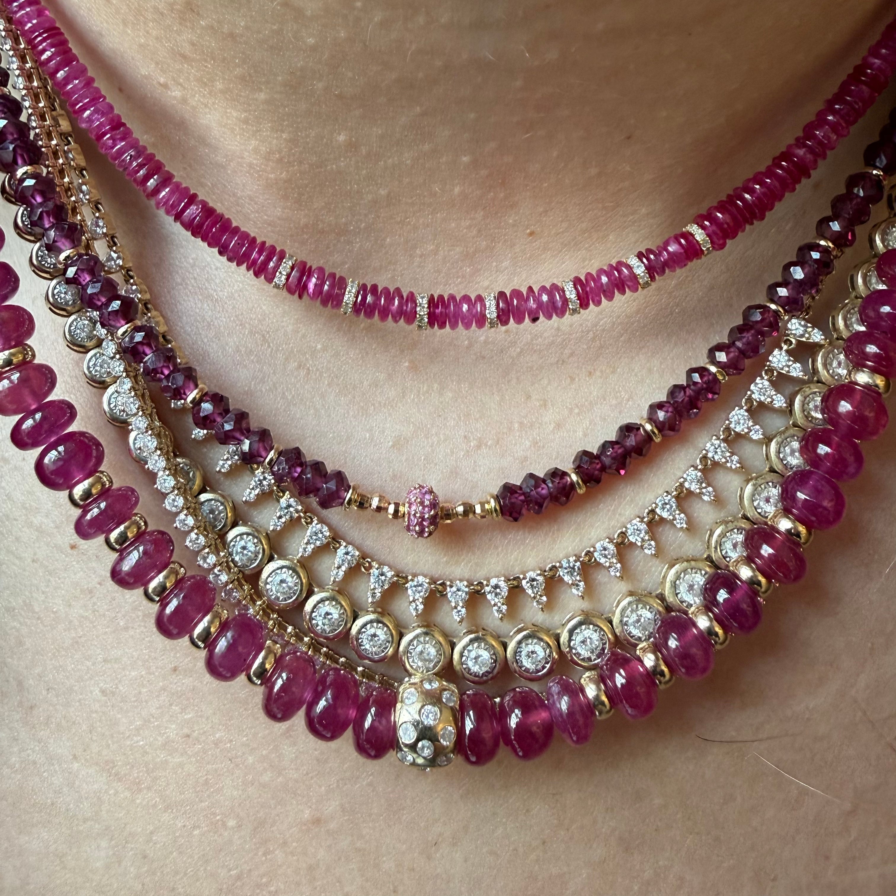 RUBY AND DIAMOND BEADED NECKLACE
