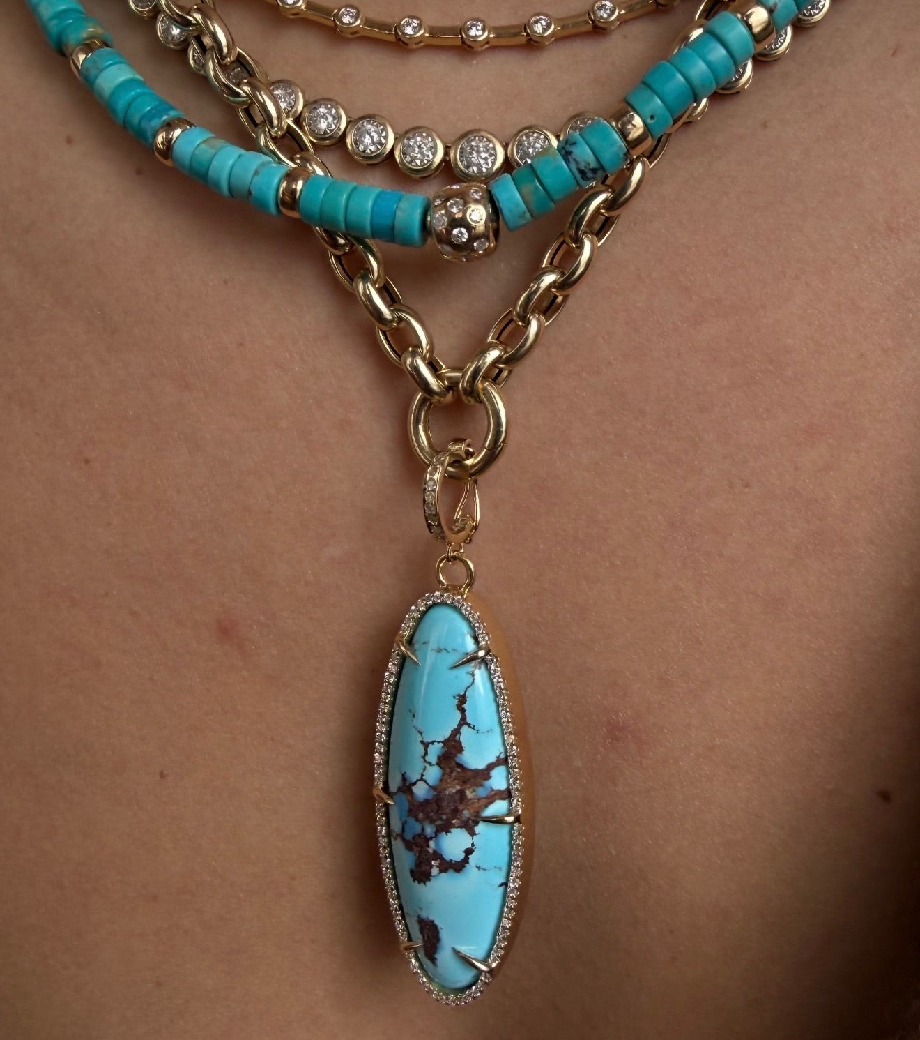 TURQUOISE & DIAMOND AMULET