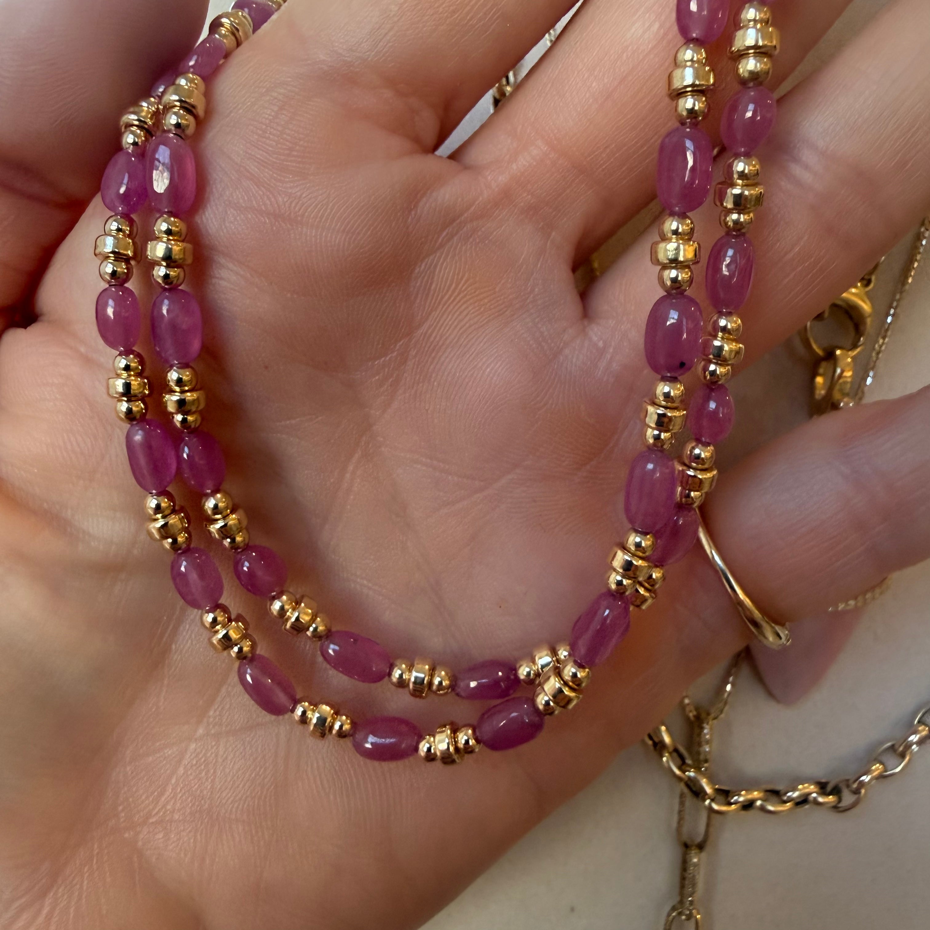 SAPPHIRE AND GOLD BEADED NECKLACE