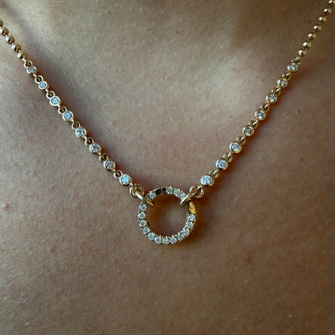 DIAMOND HALO CHAIN WITH CHARM CLIP