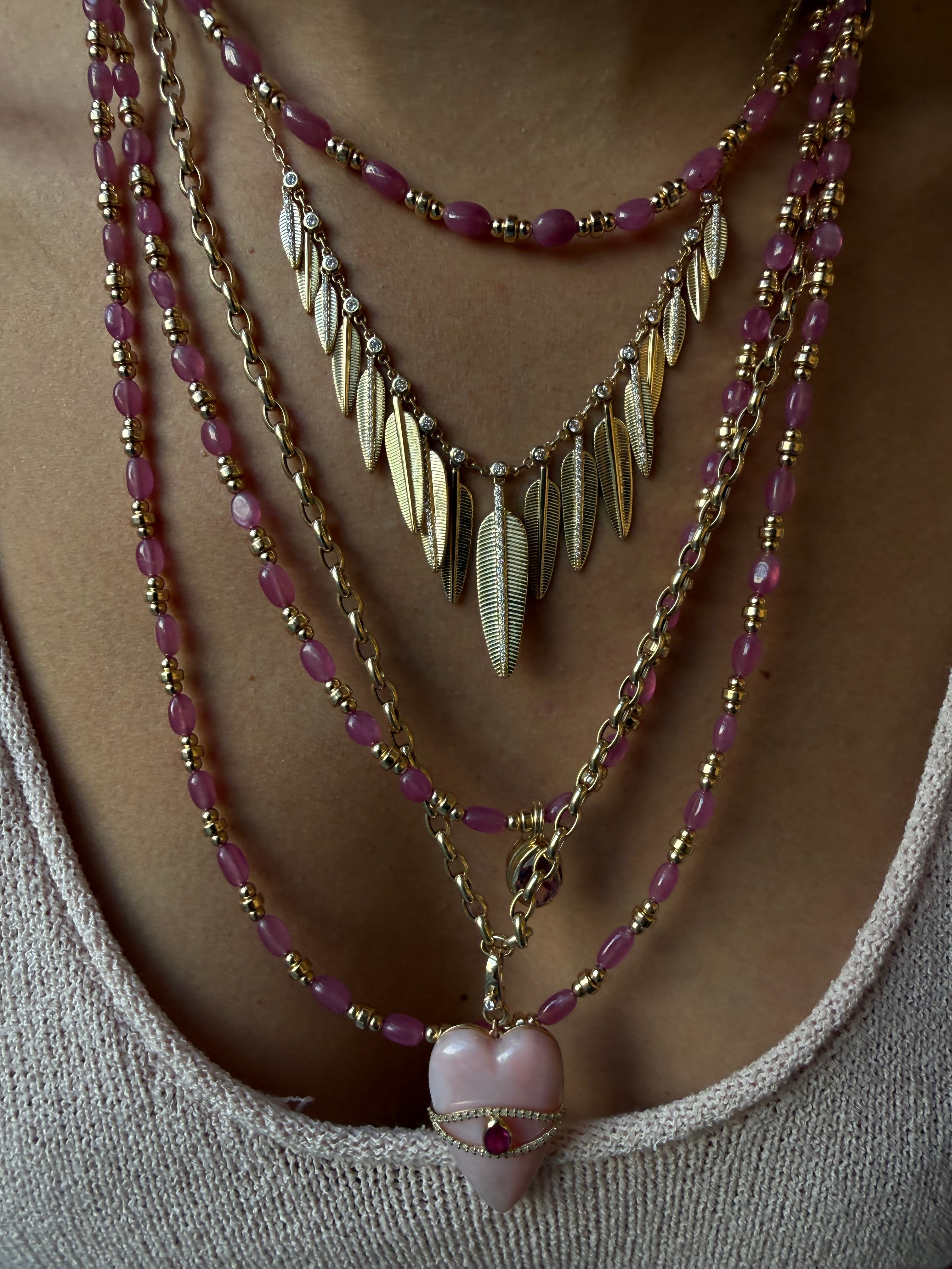 PINK SAPPHIRE AND GOLD BEADED NECKLACE