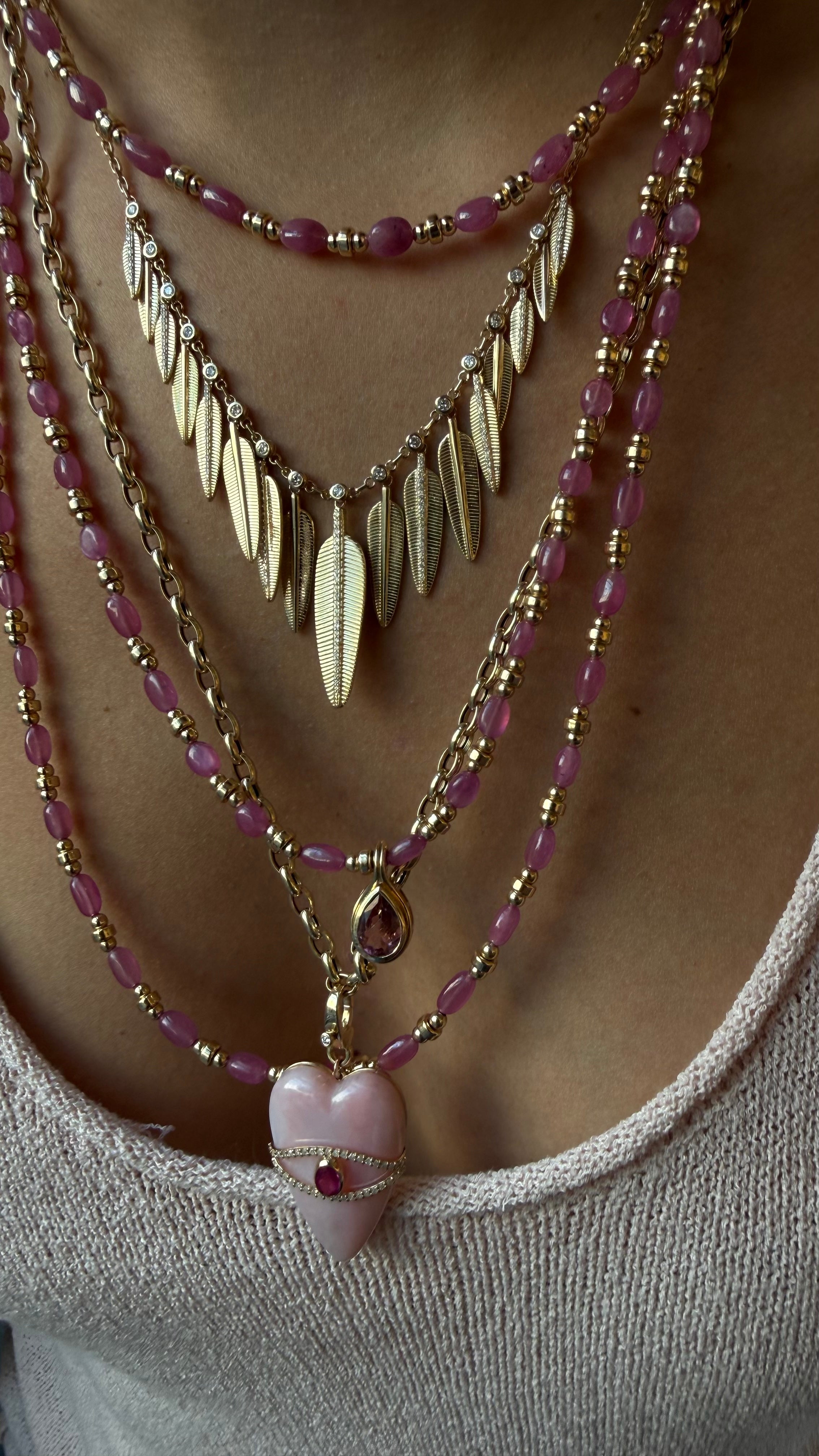 PINK SAPPHIRE AND GOLD BEADED NECKLACE