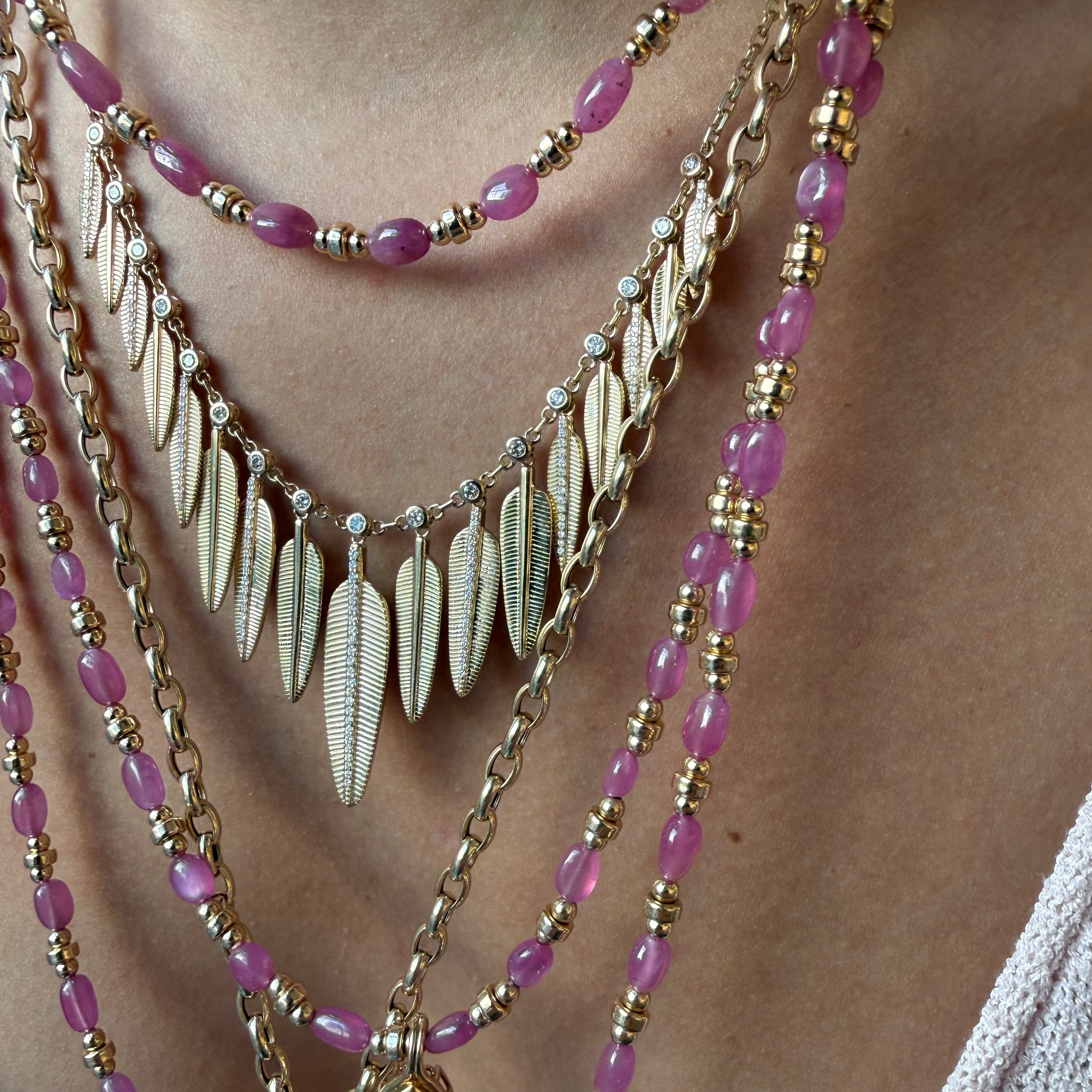 PINK SAPPHIRE AND GOLD BEADED NECKLACE