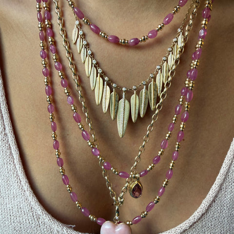 PINK SAPPHIRE AND GOLD BEADED NECKLACE