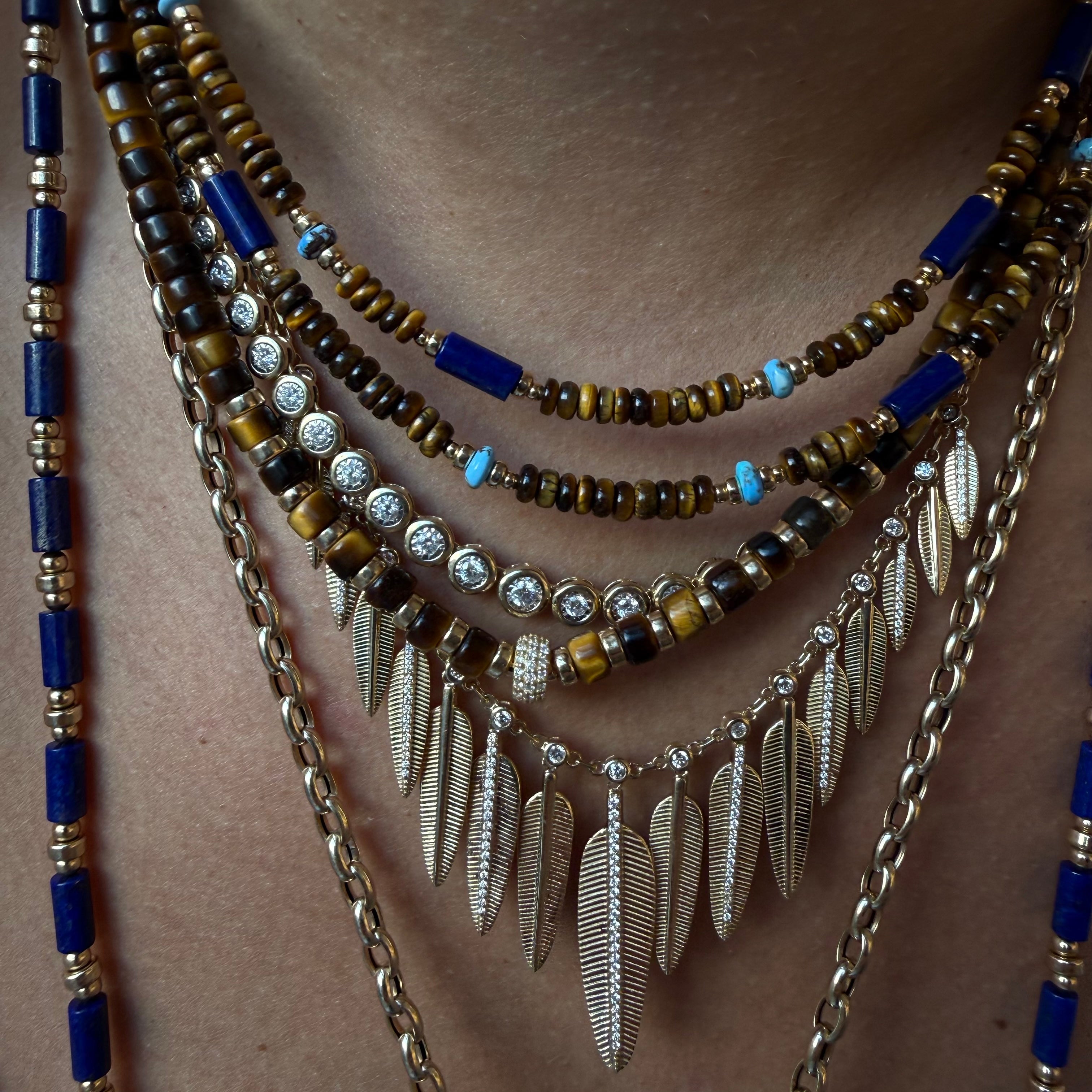 TIGERS EYE, LAPIS & TURQUOISE NECKLACE