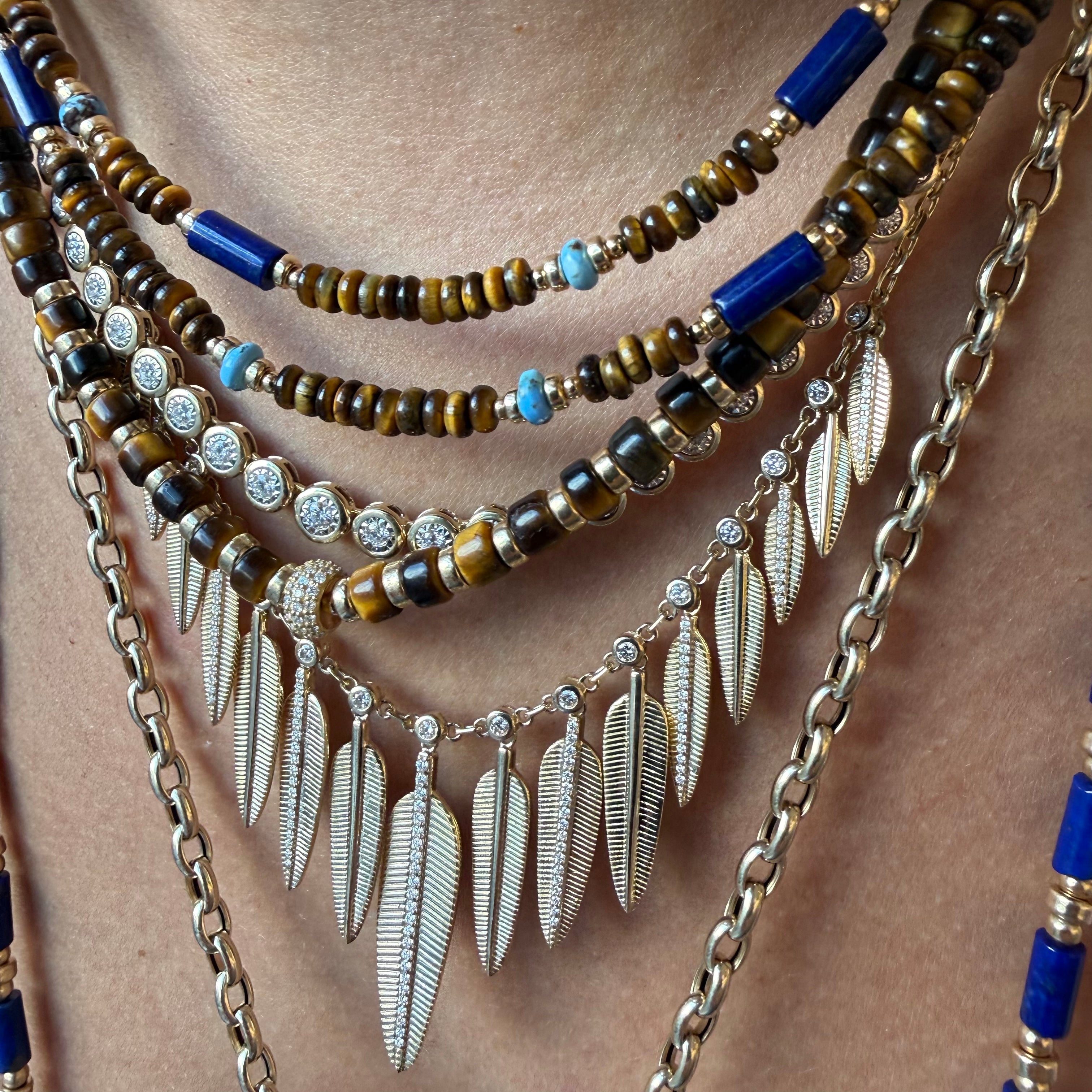 TIGERS EYE, LAPIS & TURQUOISE NECKLACE