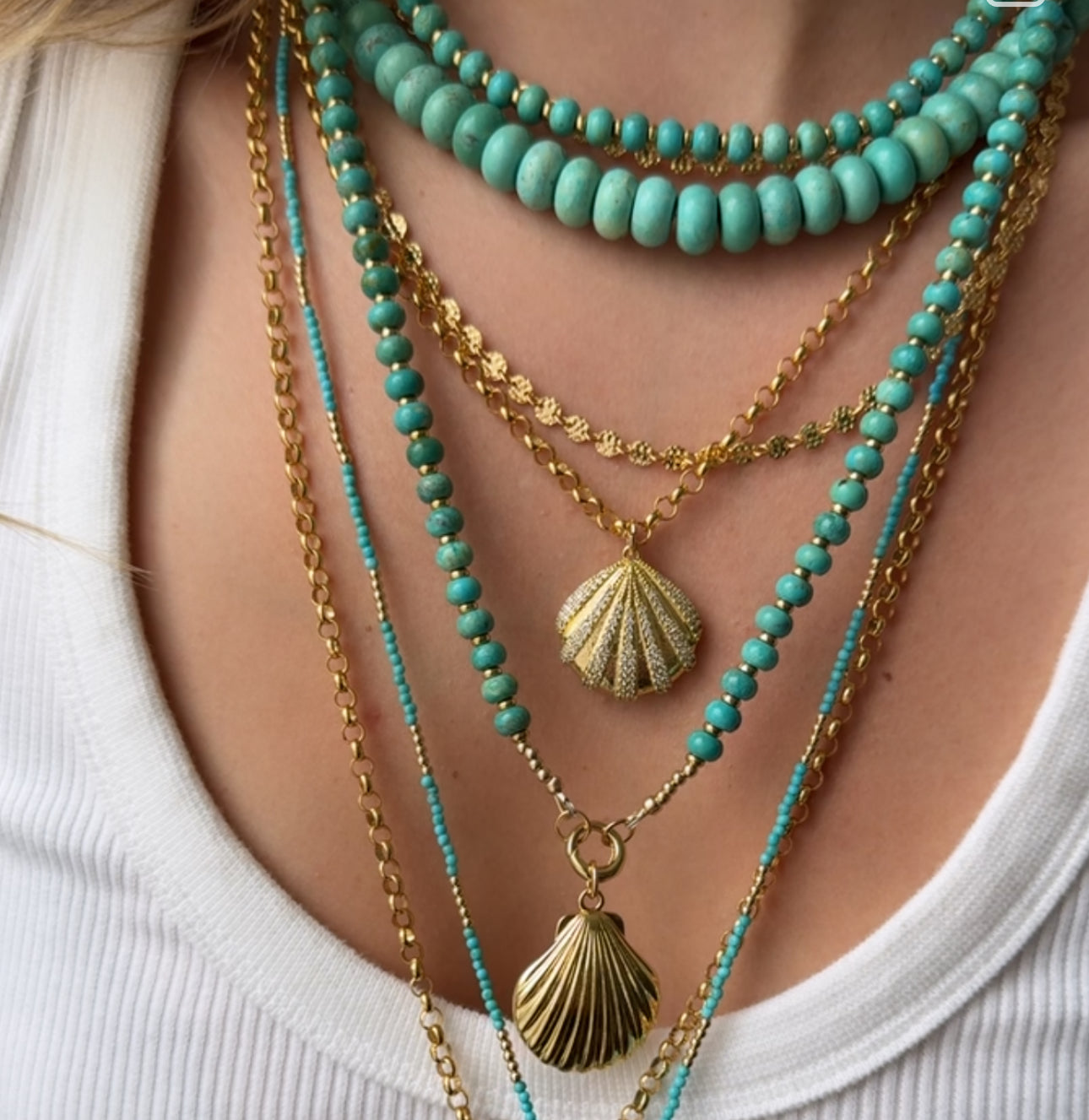TURQUOISE & GOLD DOUBLE NECKLACE
