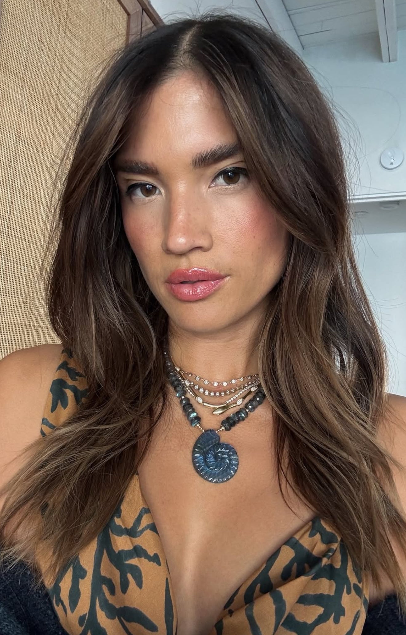 LABRADORITE & CARVED SHELL NECKLACES