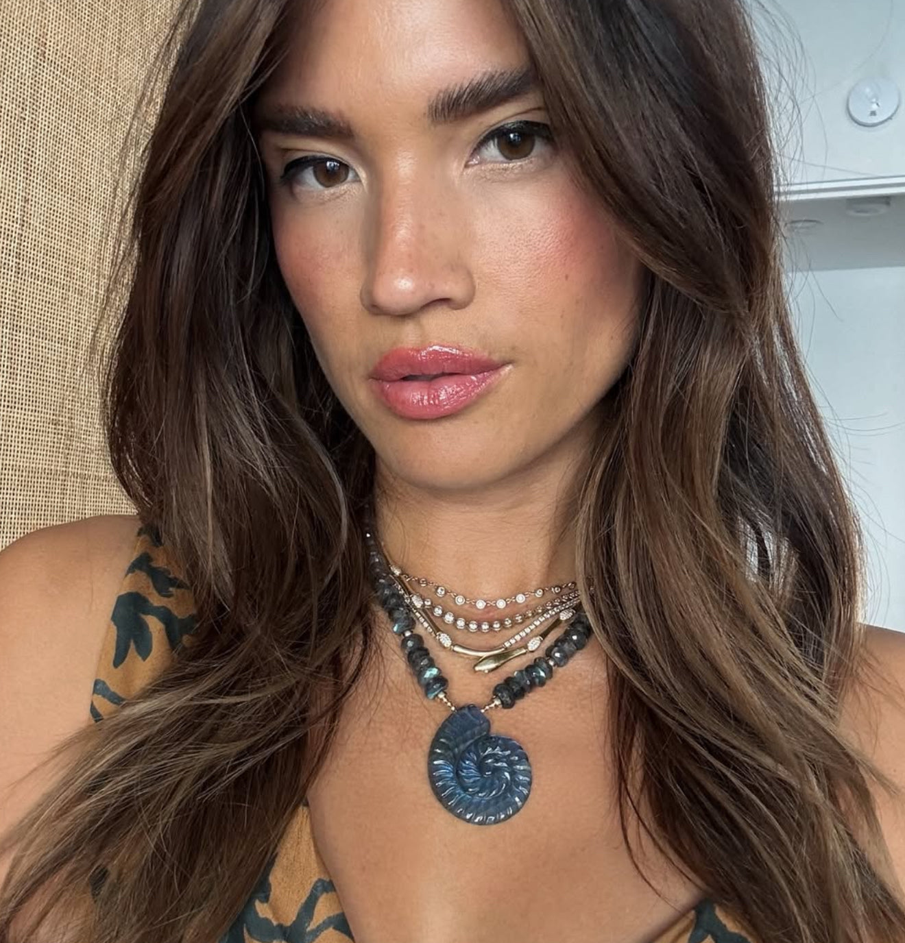 LABRADORITE & CARVED SHELL NECKLACES