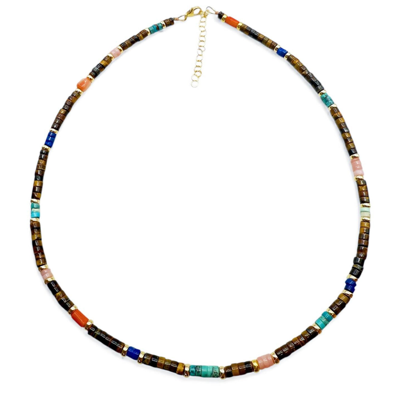 14K GOLD TIGERS EYE BOHO ANTIQUITY NECKLACE