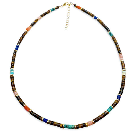 14K GOLD TIGERS EYE BOHO ANTIQUITY NECKLACE