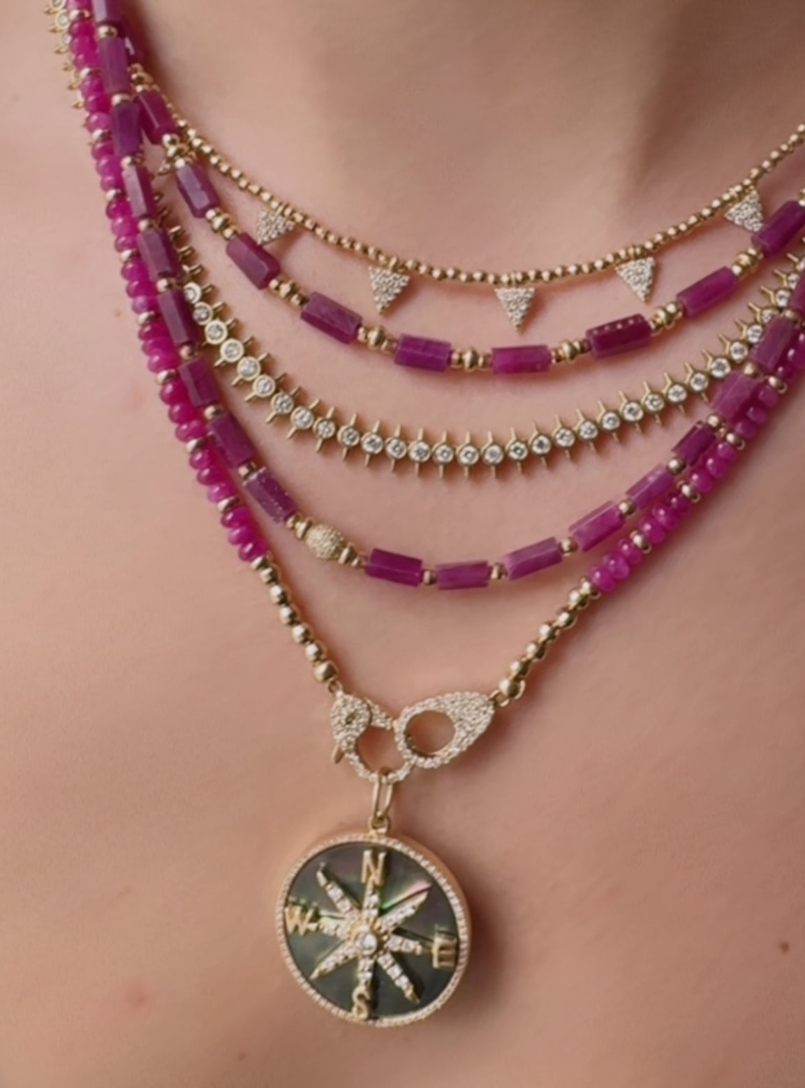 RUBY NECKLACE WITH DIAMOND CUFF CLASP