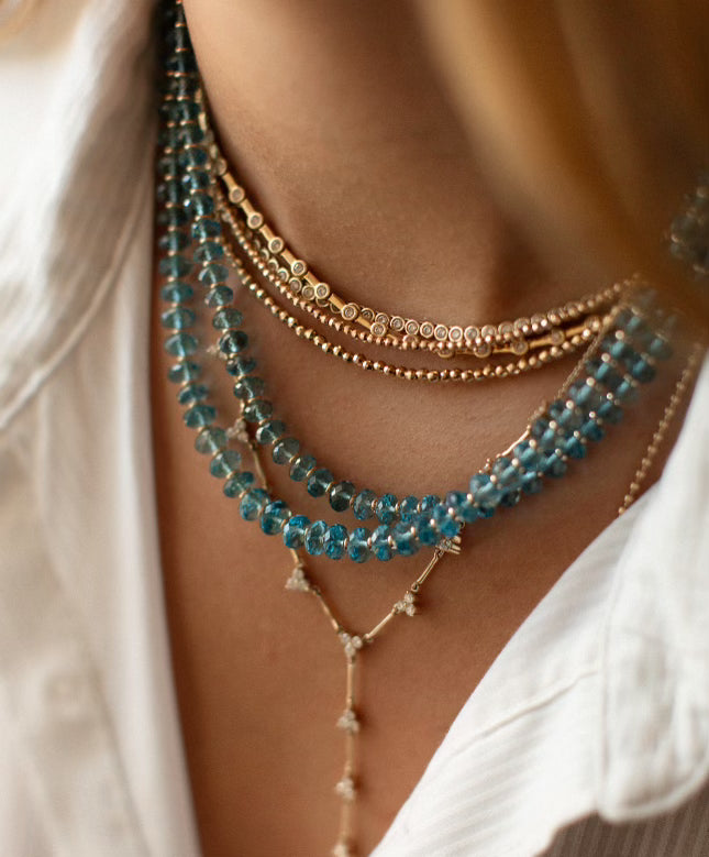 BLUE TOPAZ AND 14K GOLD NECKLACE