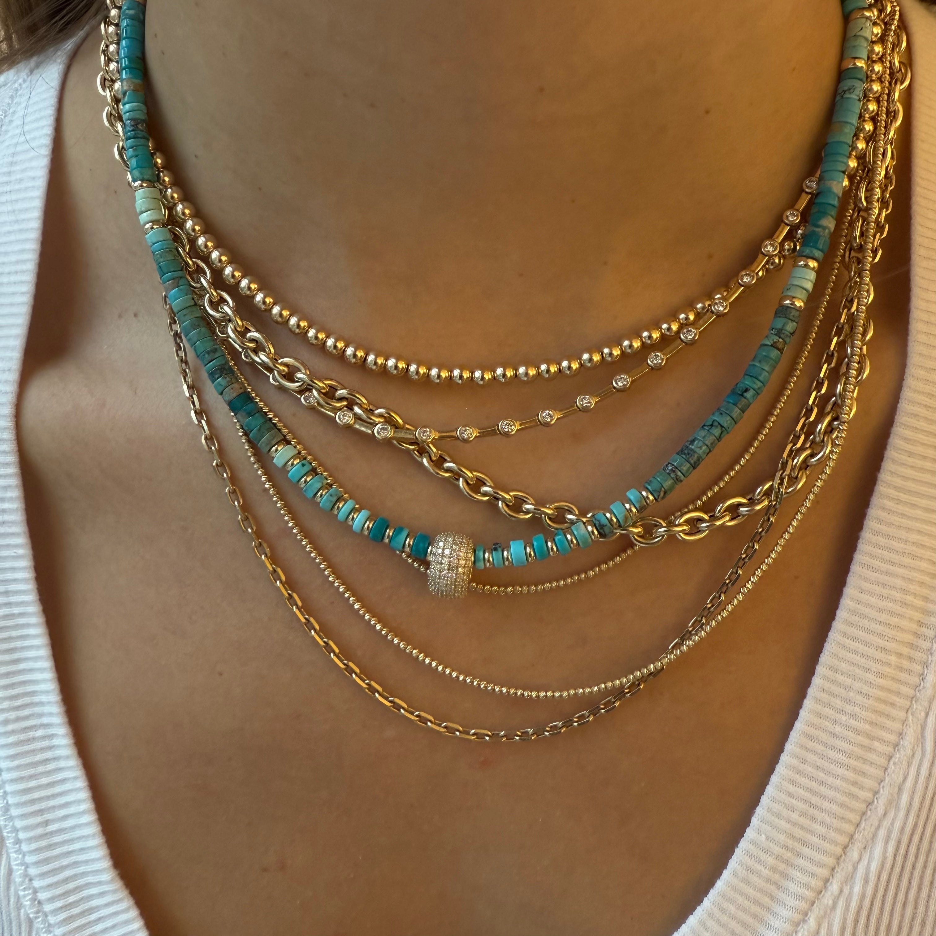 SLEEPING BEAUTY & 14K GOLD BEADED NECKLACE