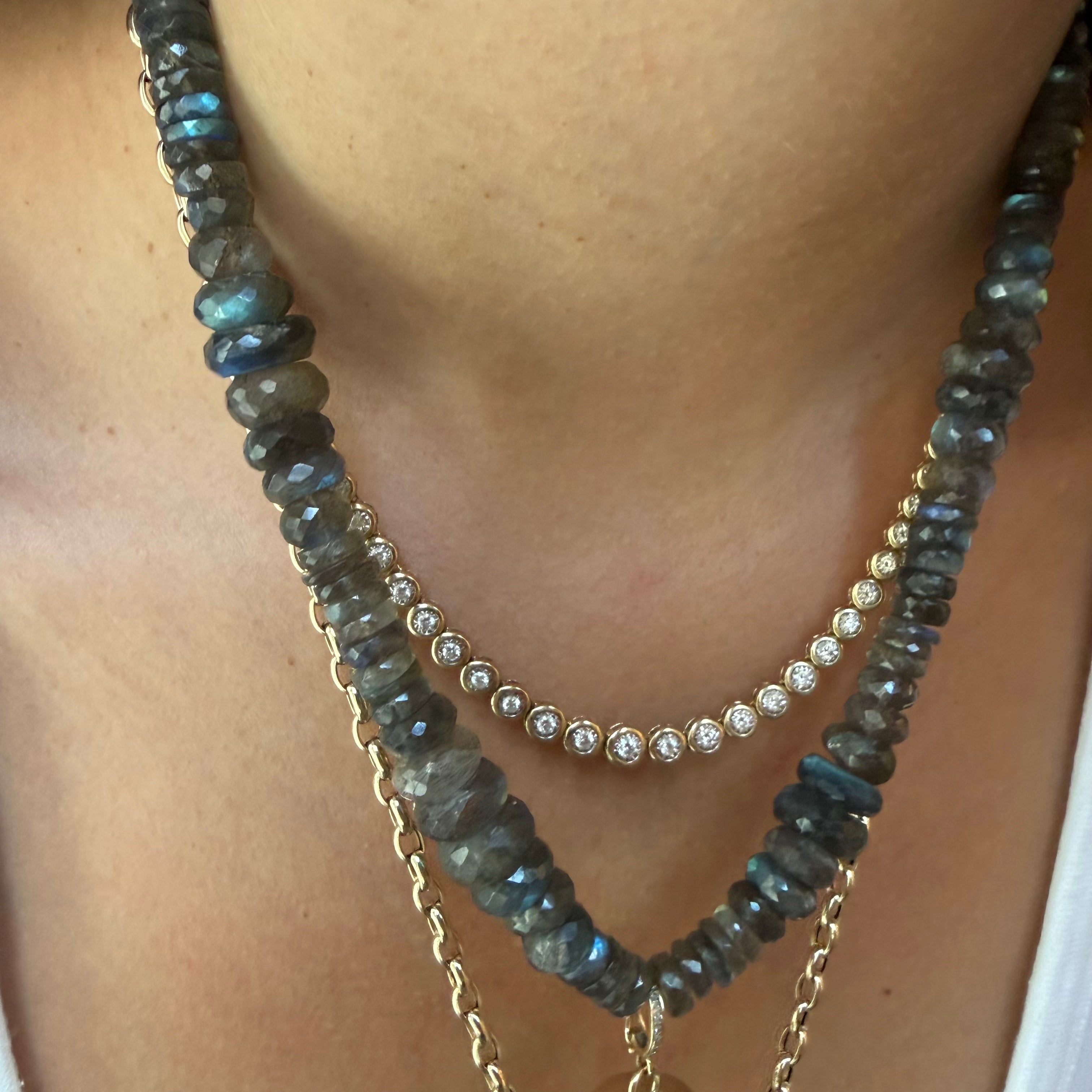 LABRADORITE GEMSTONE BEADED NECKLACE