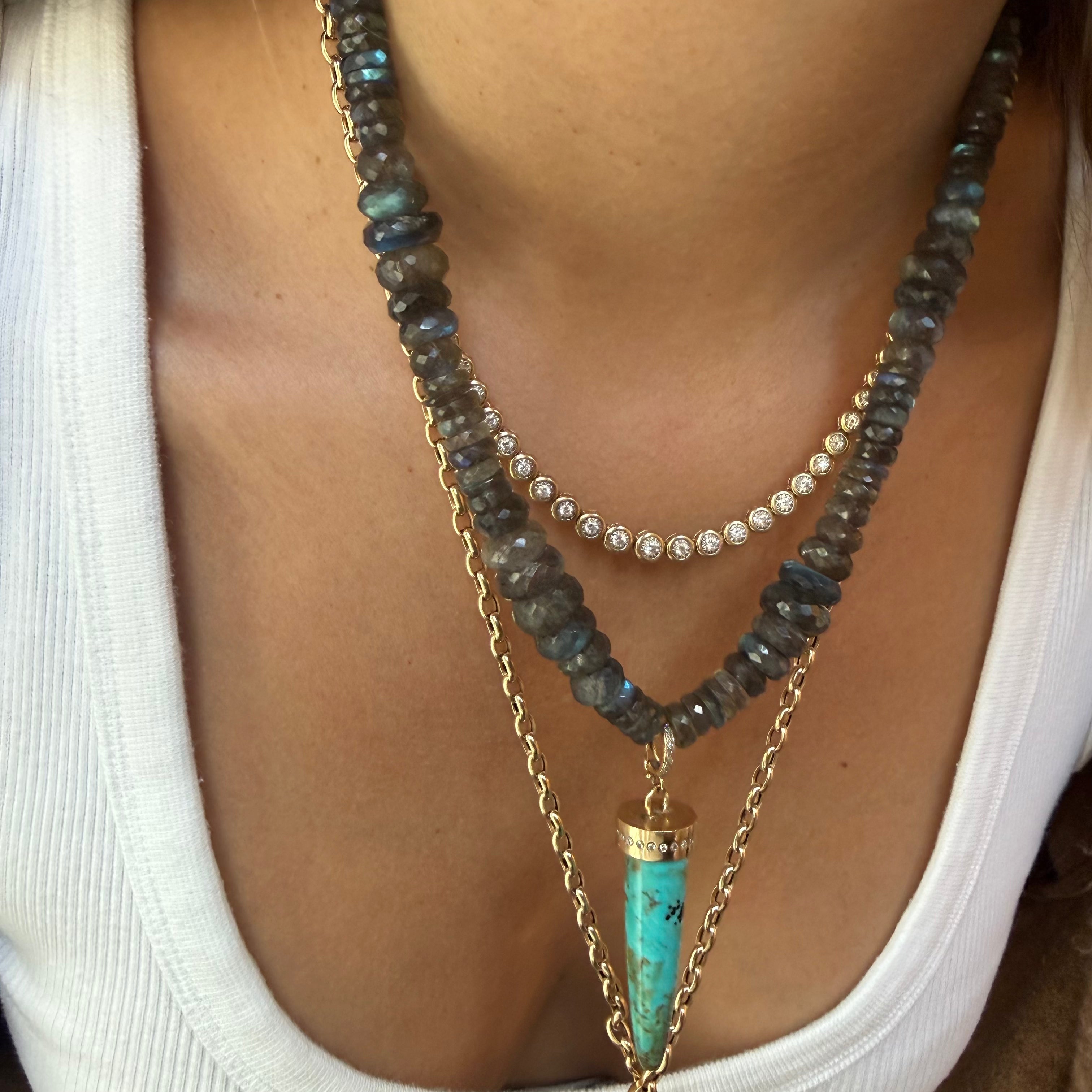 LABRADORITE GEMSTONE BEADED NECKLACE