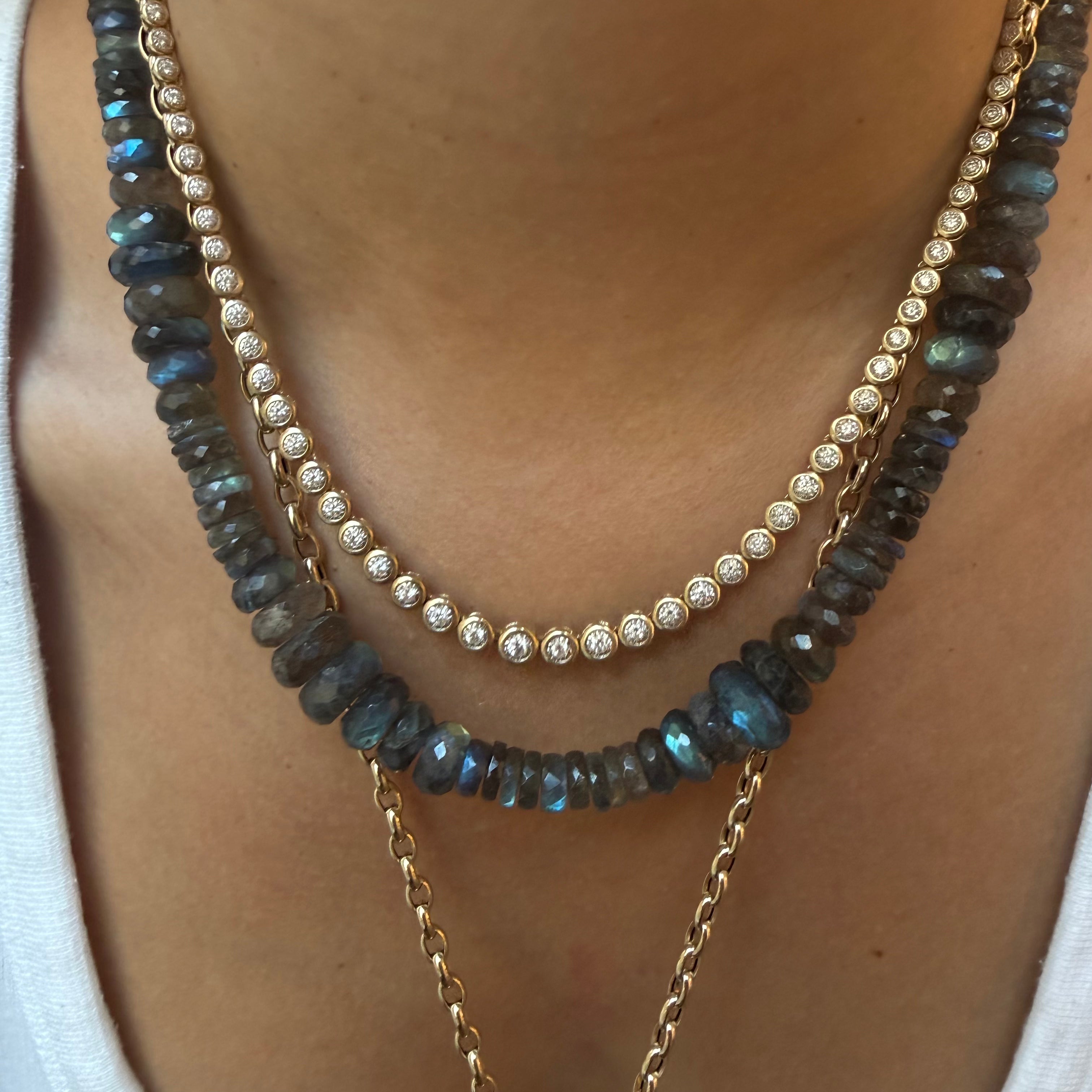 LABRADORITE GEMSTONE BEADED NECKLACE