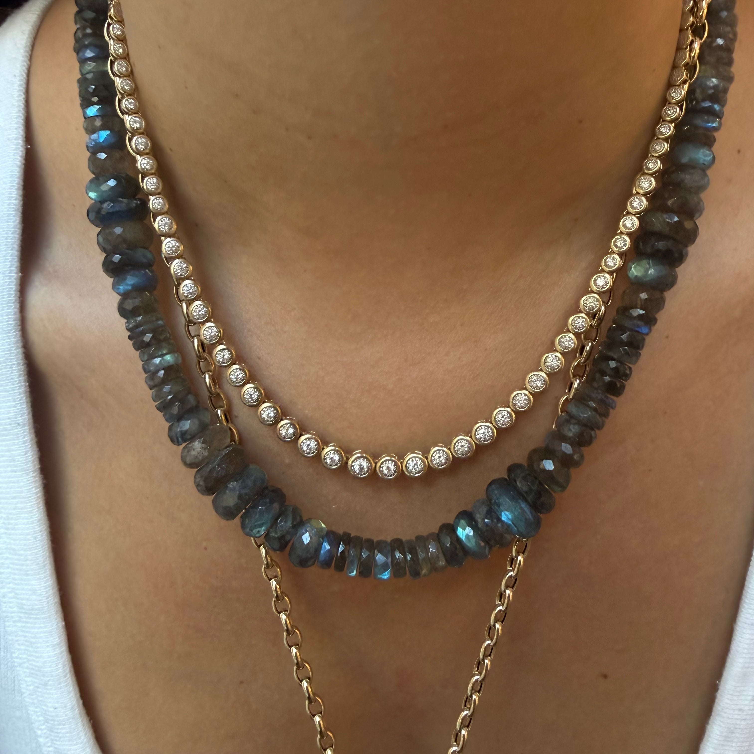 LABRADORITE GEMSTONE BEADED NECKLACE