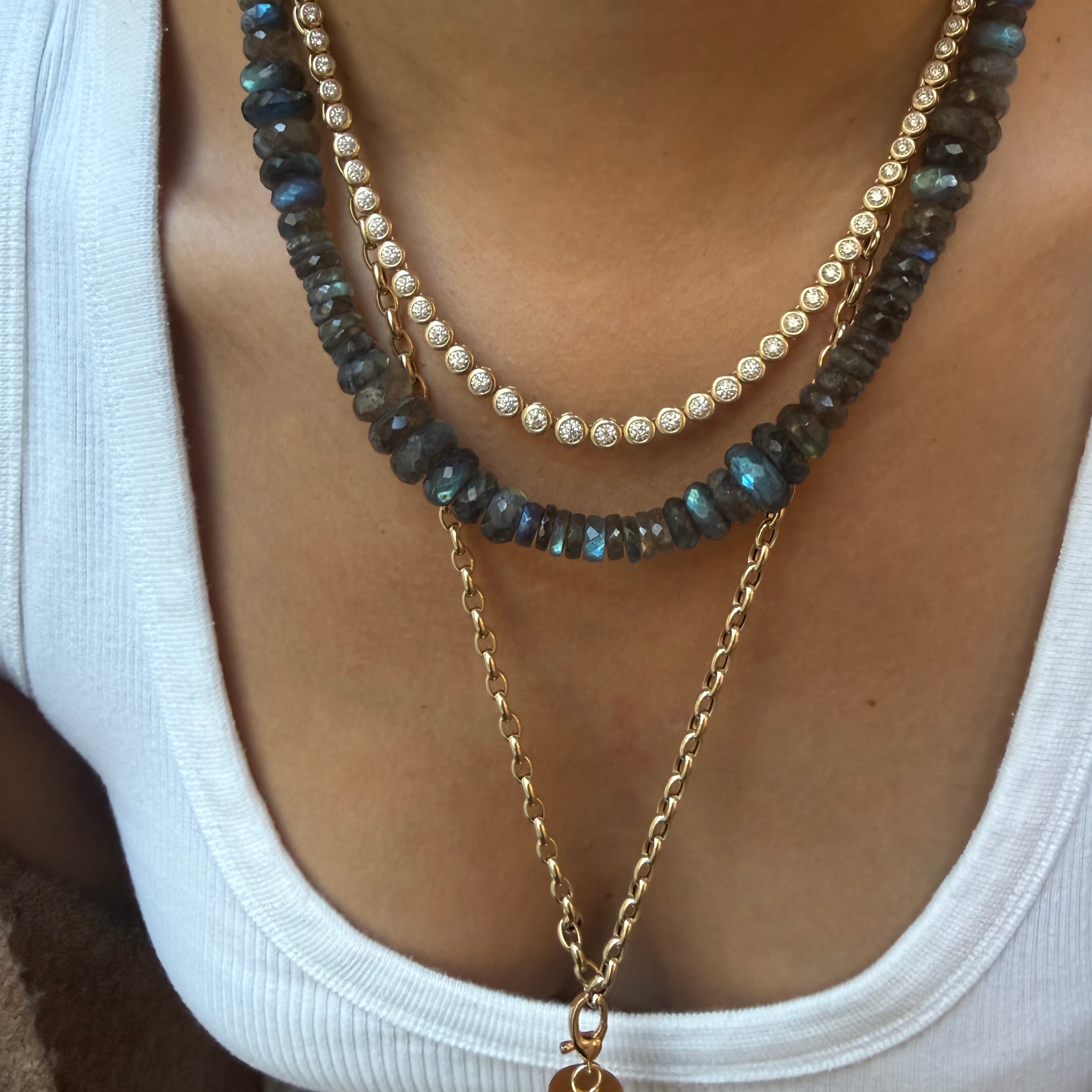 LABRADORITE GEMSTONE BEADED NECKLACE