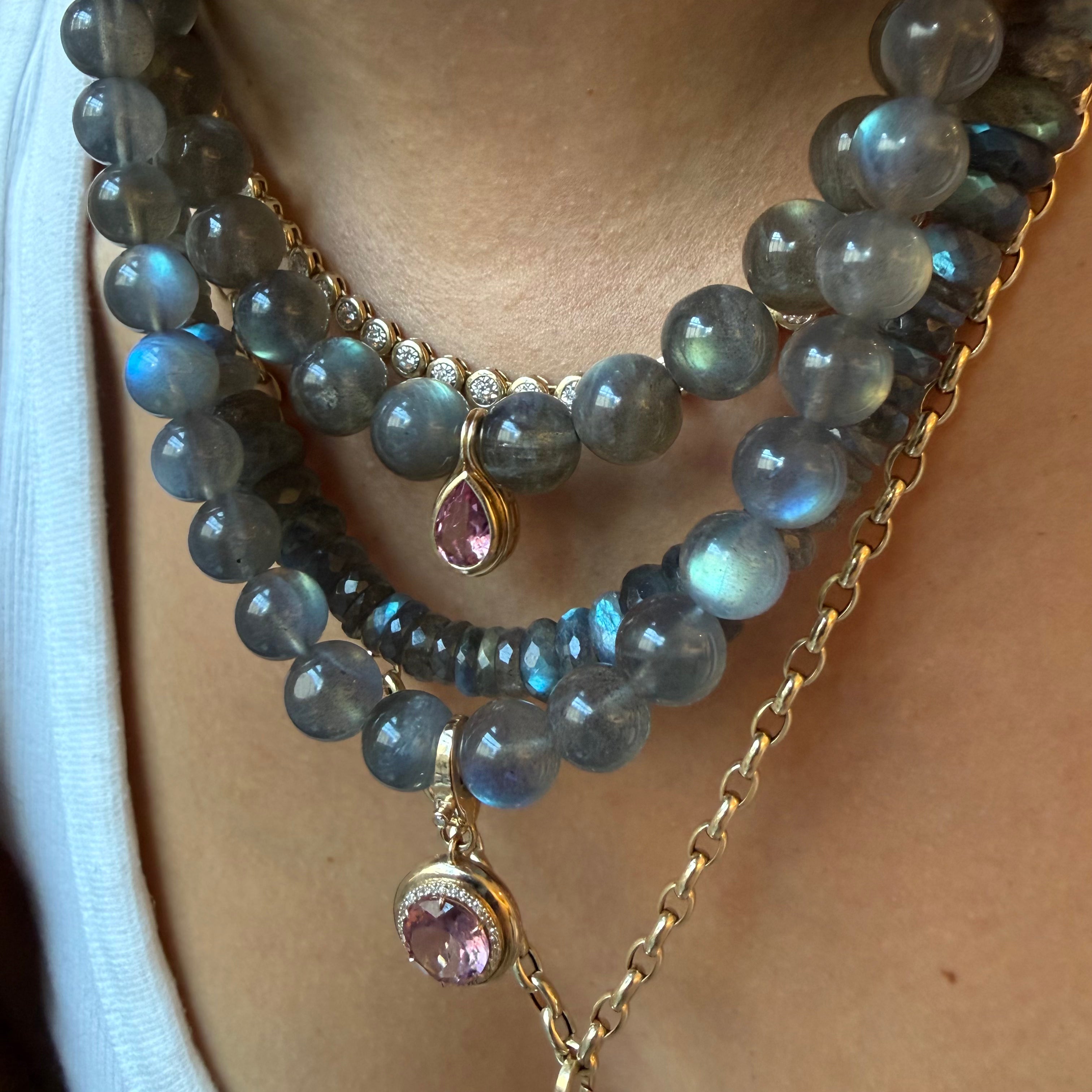 LABRADORITE GEMSTONE BEADED NECKLACE