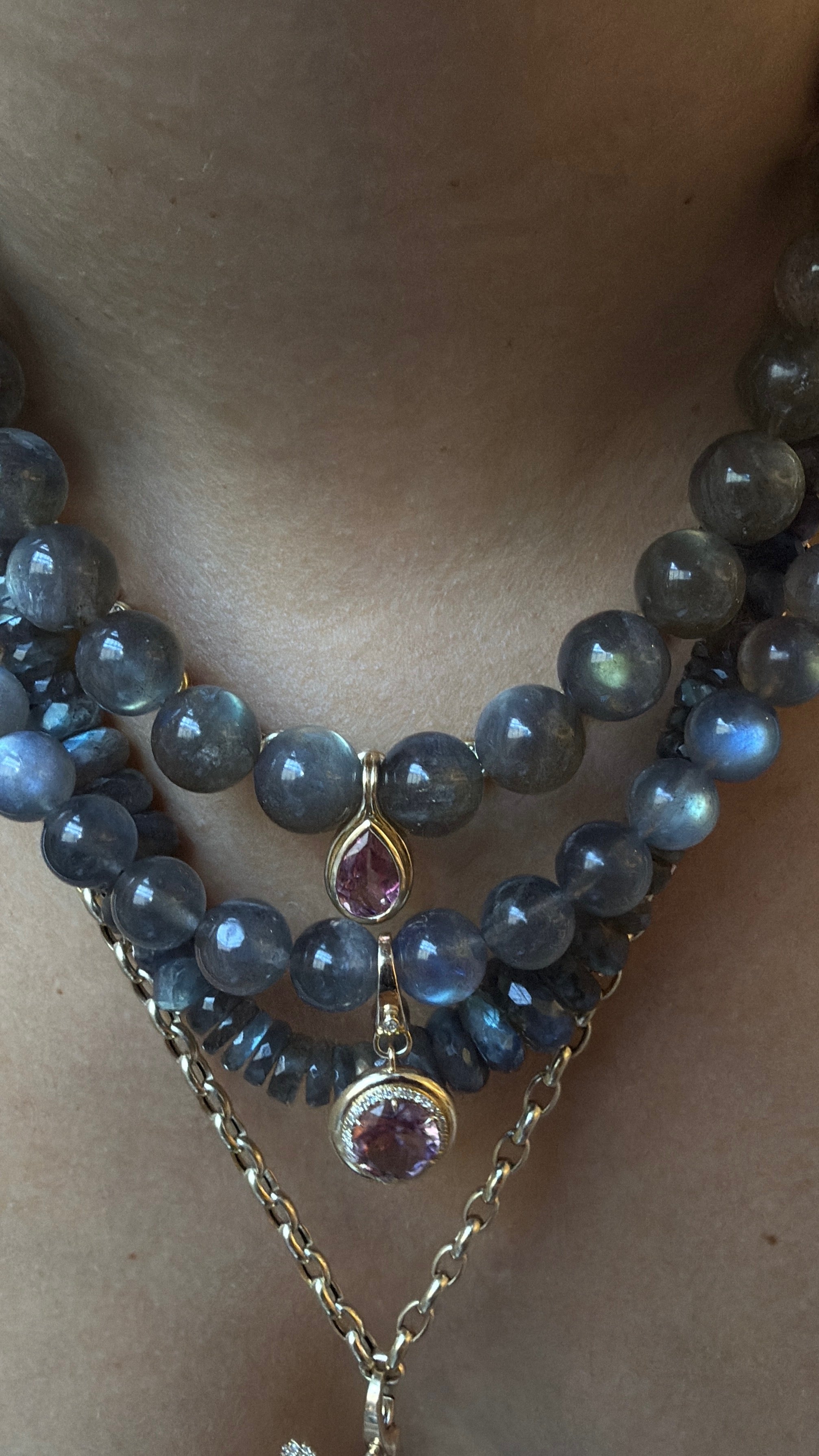 LABRADORITE GEMSTONE BEADED NECKLACE