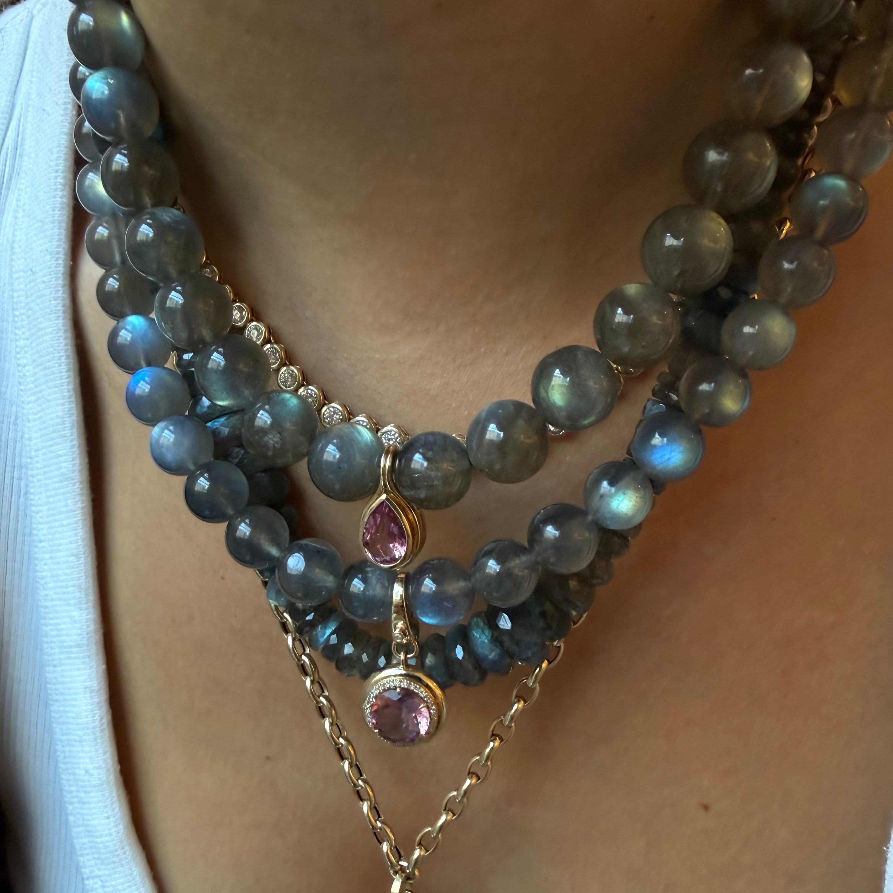 LABRADORITE GEMSTONE BEADED NECKLACE