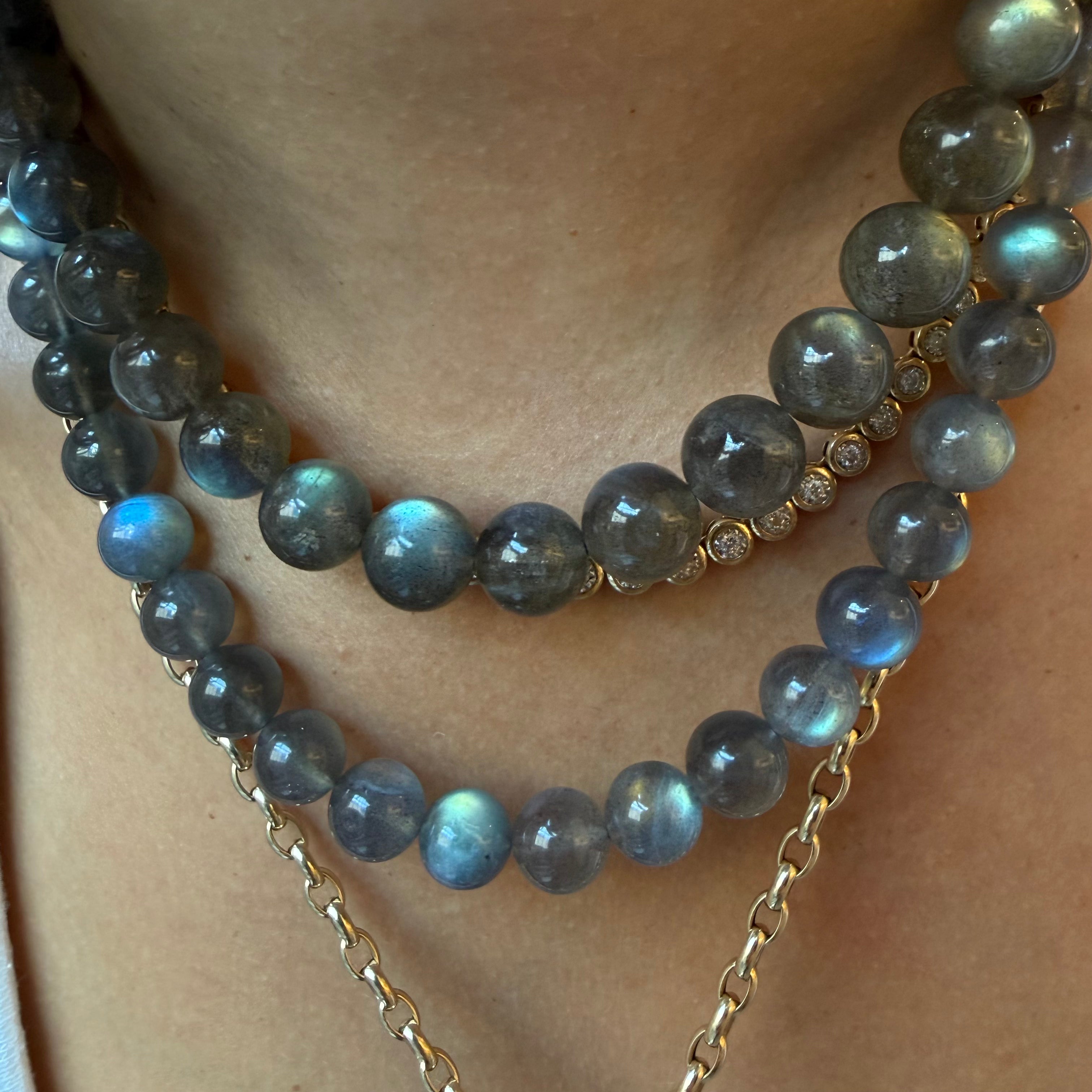 LABRADORITE GEMSTONE BEADED NECKLACE