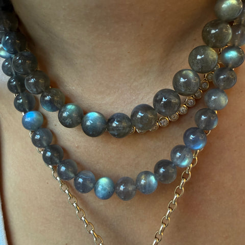 LABRADORITE GEMSTONE BEADED NECKLACE