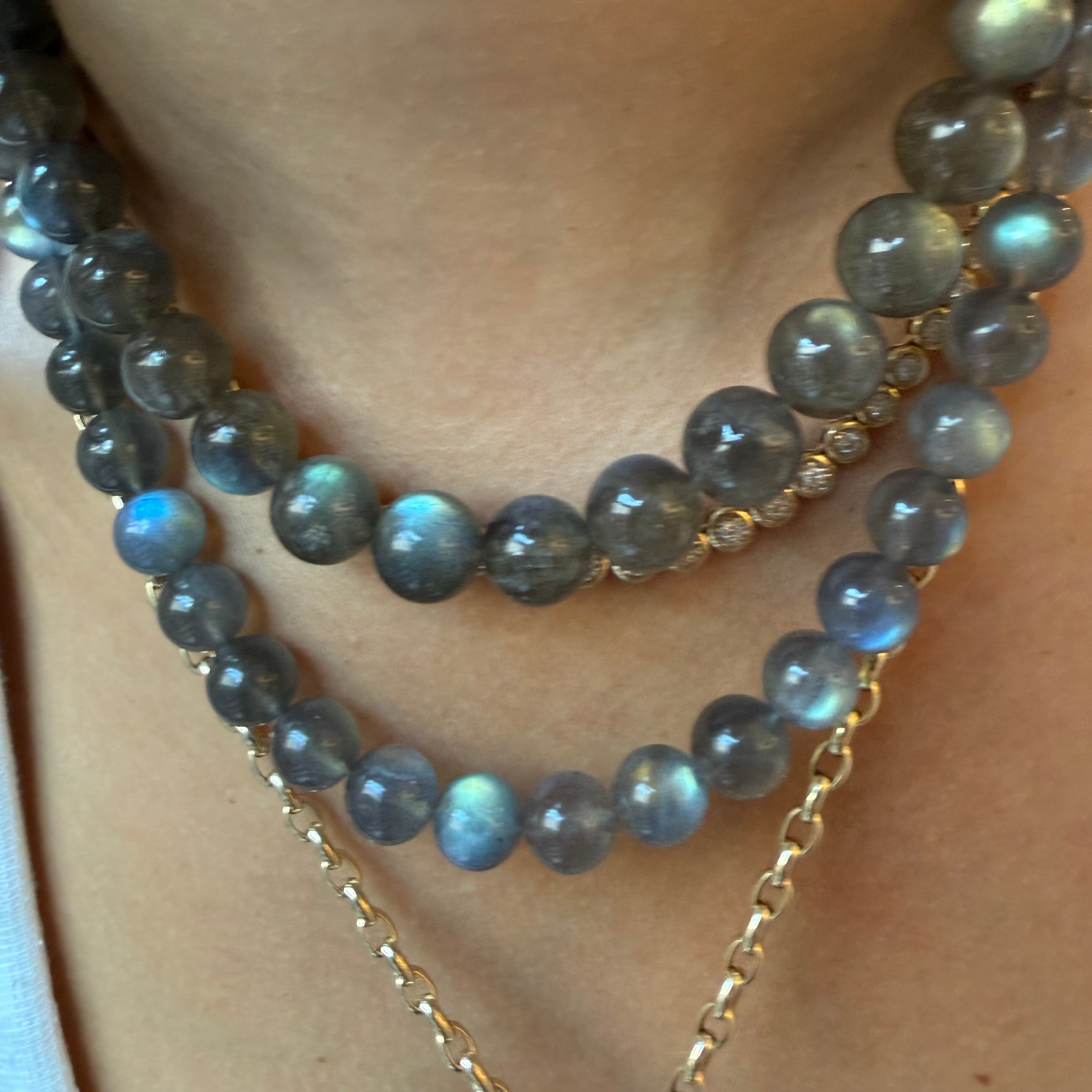 LABRADORITE GEMSTONE BEADED NECKLACE