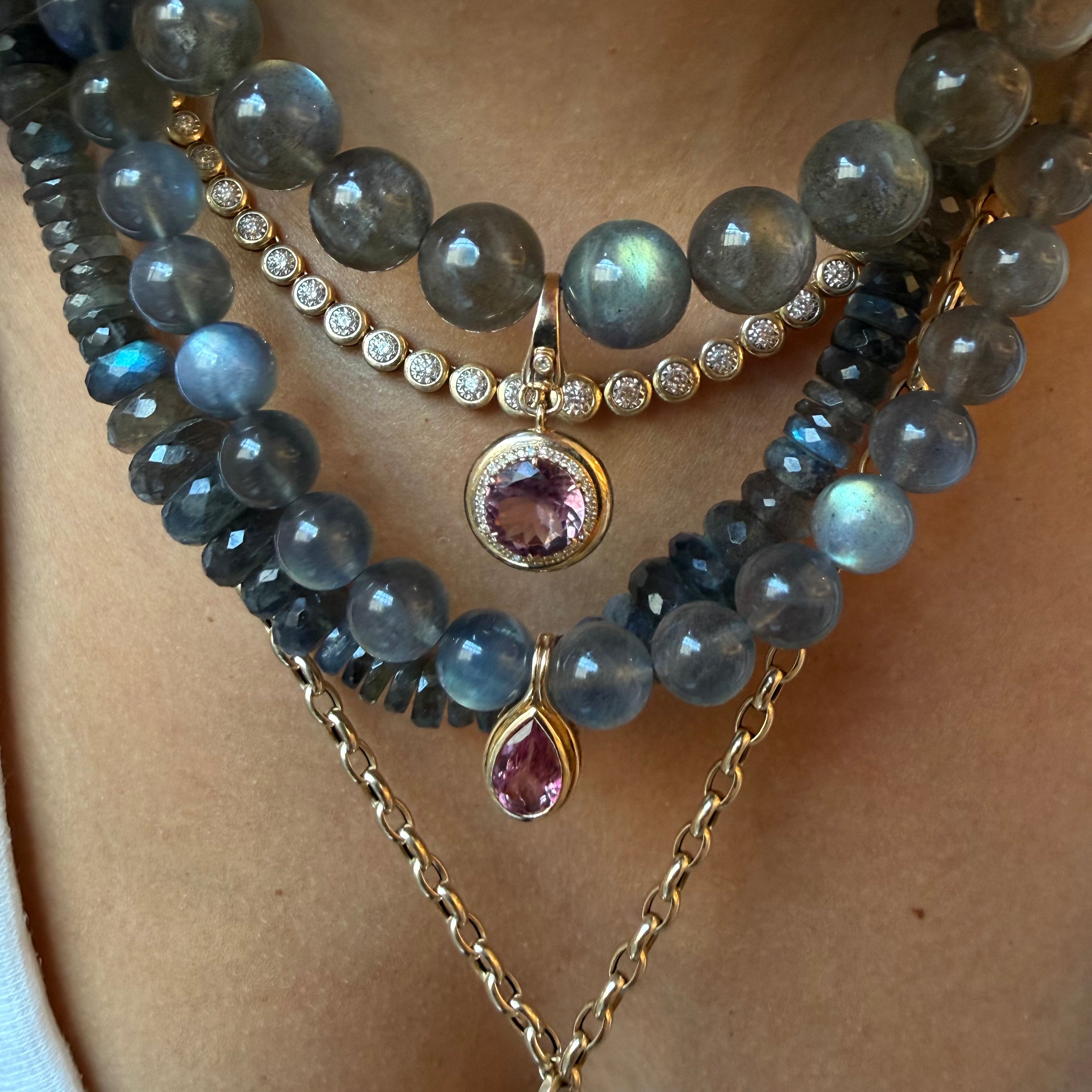 LABRADORITE GEMSTONE BEADED NECKLACE