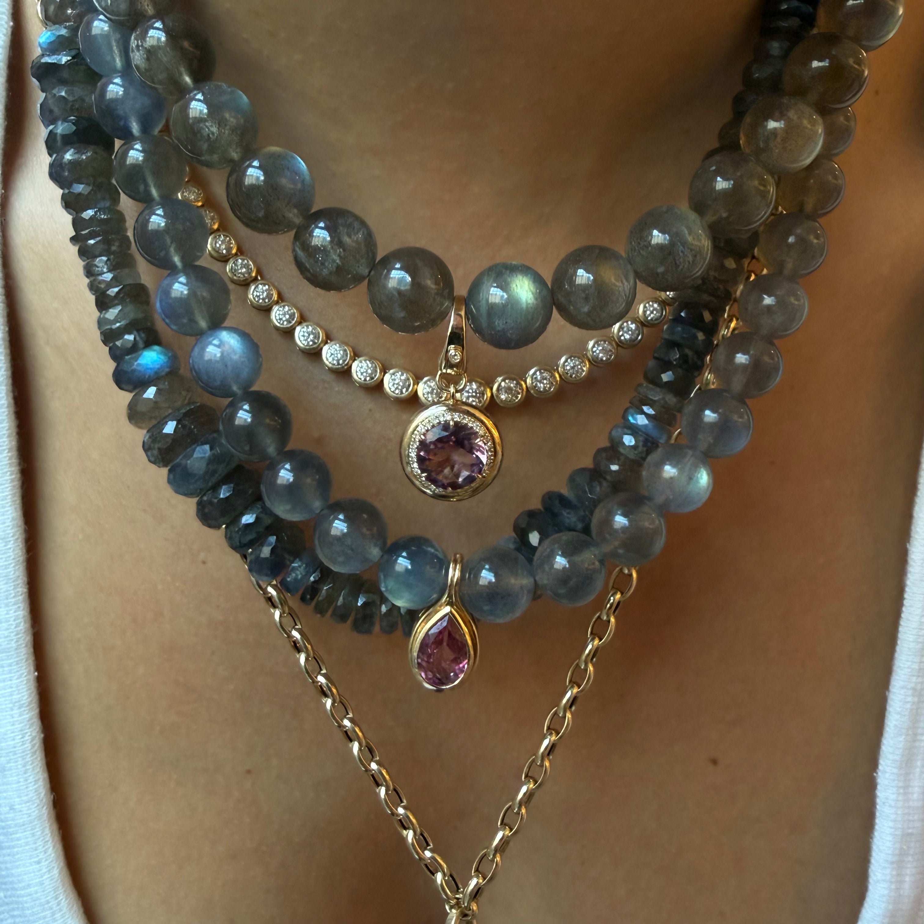 LABRADORITE GEMSTONE BEADED NECKLACE