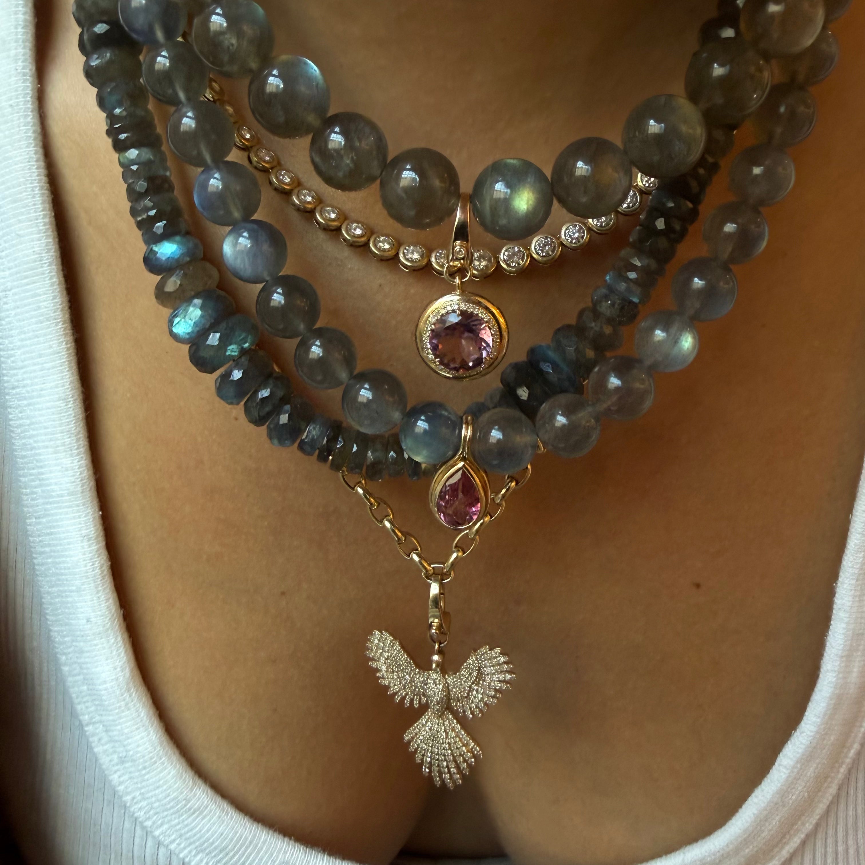 LABRADORITE GEMSTONE BEADED NECKLACE