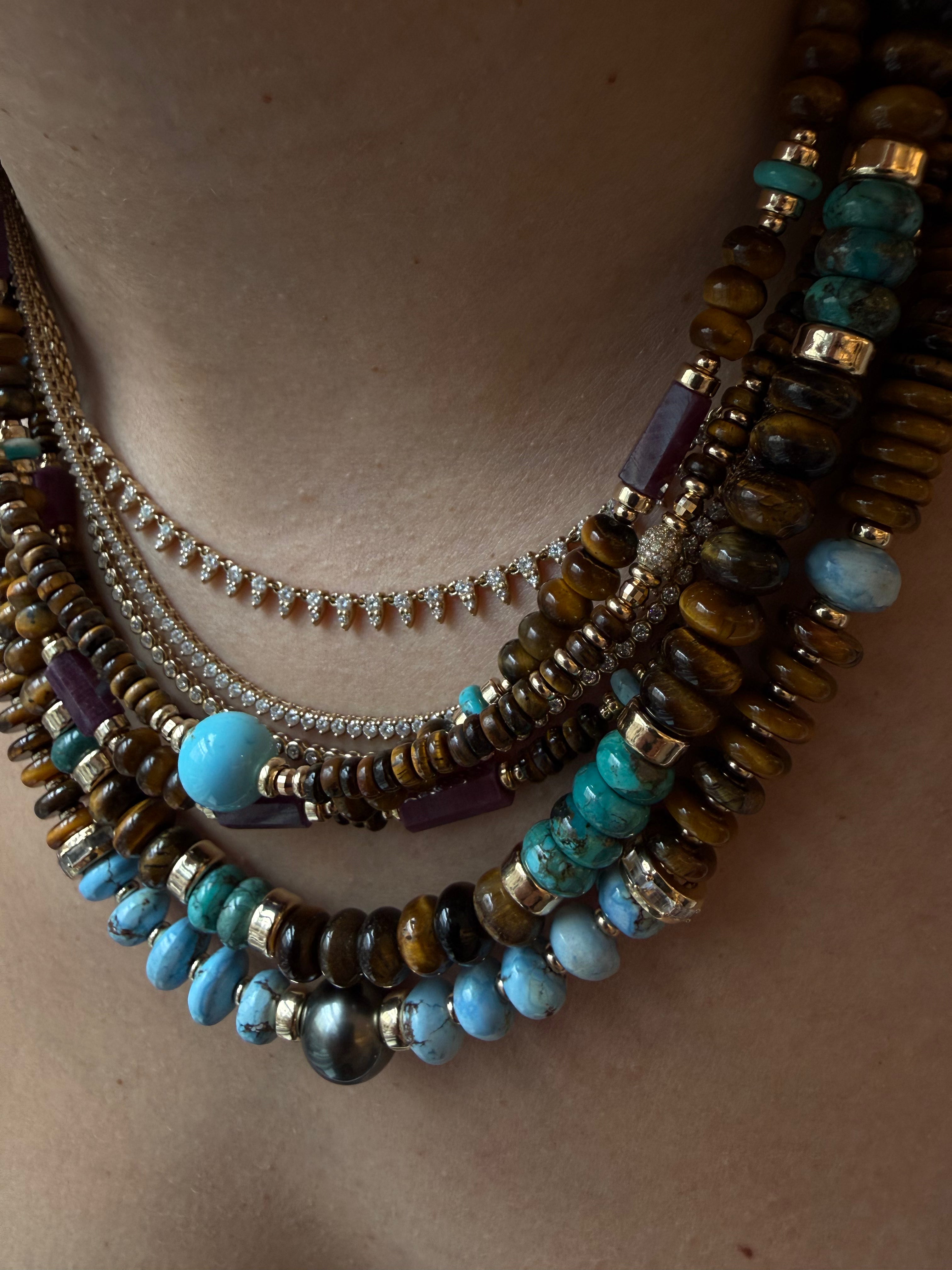 TIGERS EYE AND TURQUOISE NECKLACE