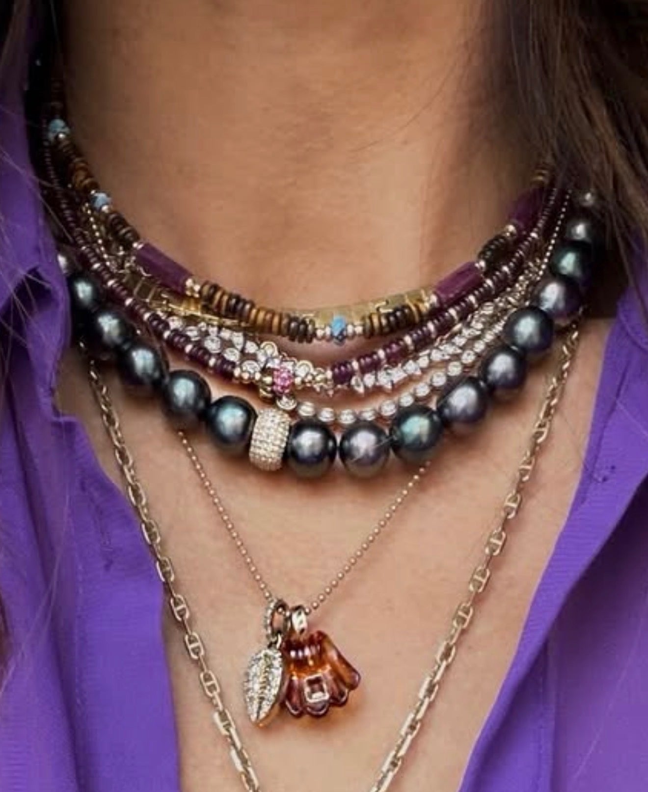 TIGER EYE, RUBY & TURQUIOSE BEADED NECKLACES