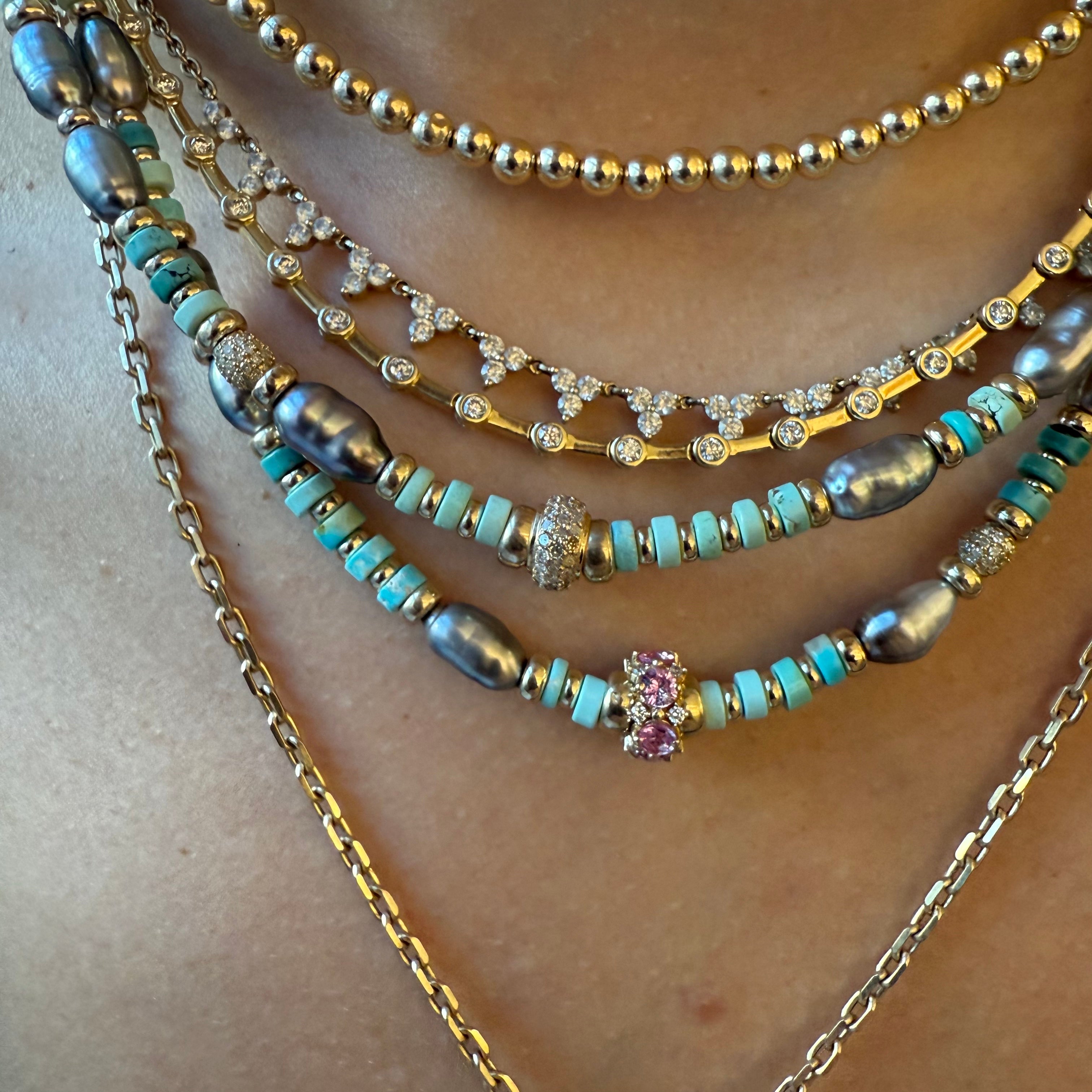 TURQUOISE & TAHITIAN ANTIQUITY NECKLACES. ONE OF A KIND