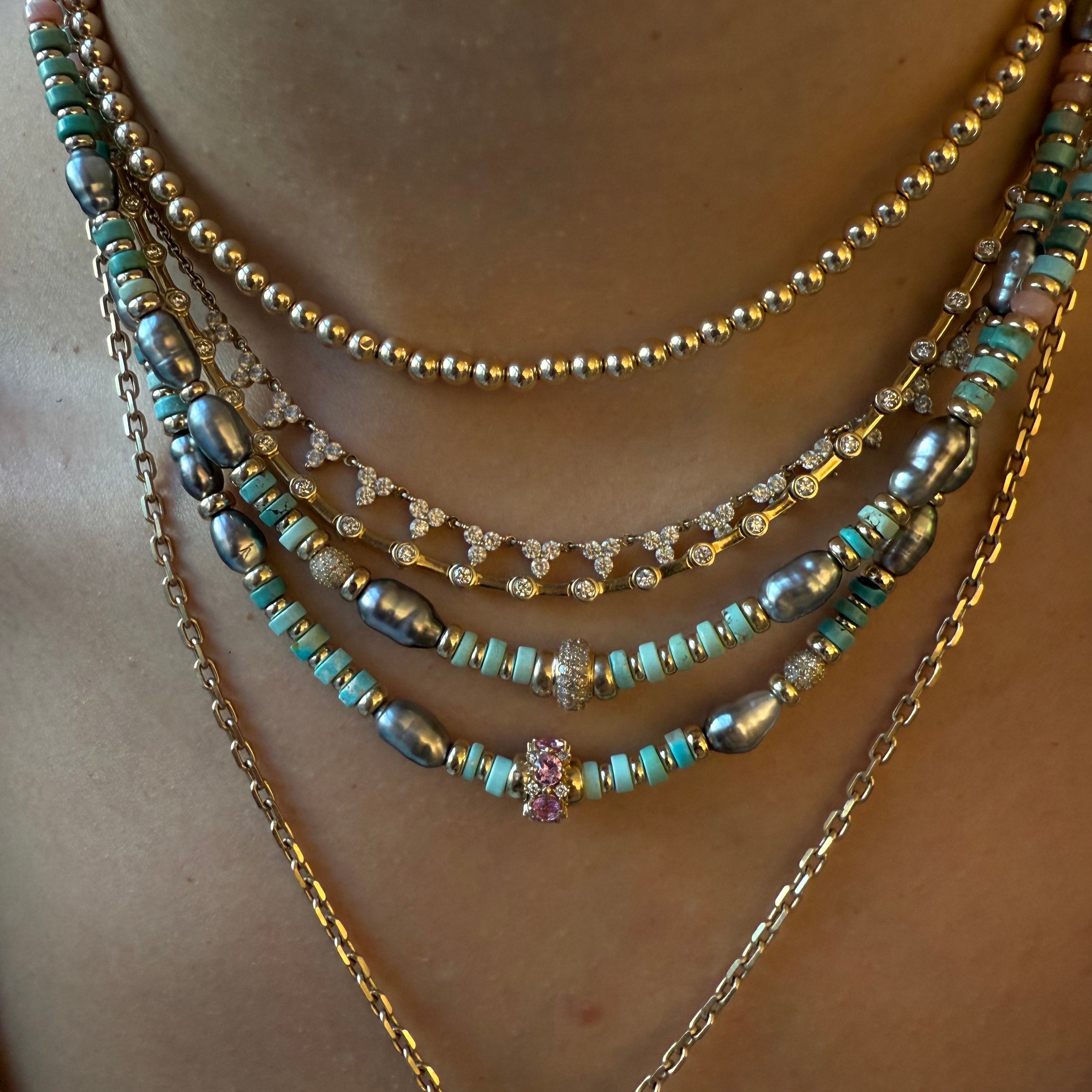 TURQUOISE & TAHITIAN ANTIQUITY NECKLACES. ONE OF A KIND