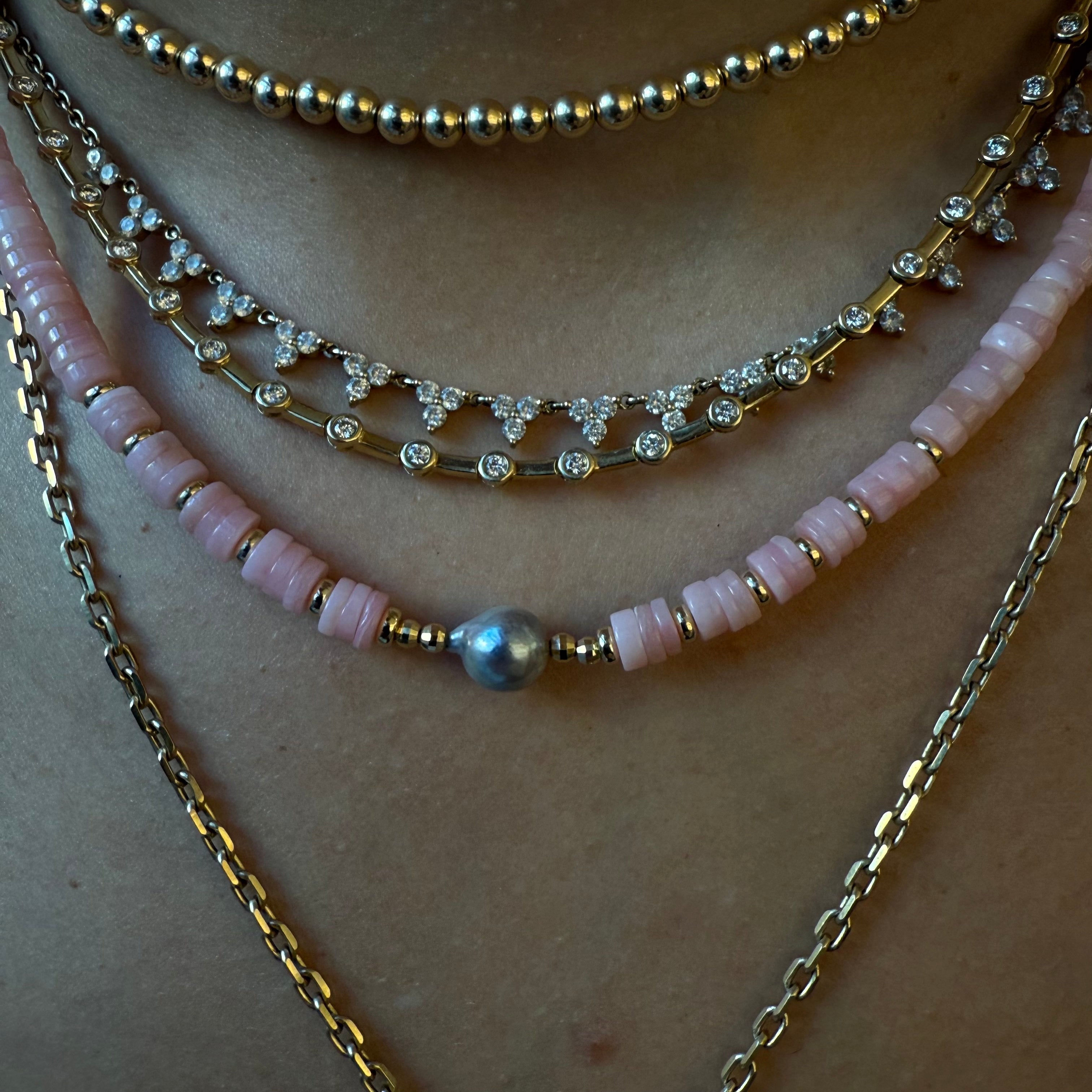 PINK OPAL AND AKOYA PEARL NECKLACE
