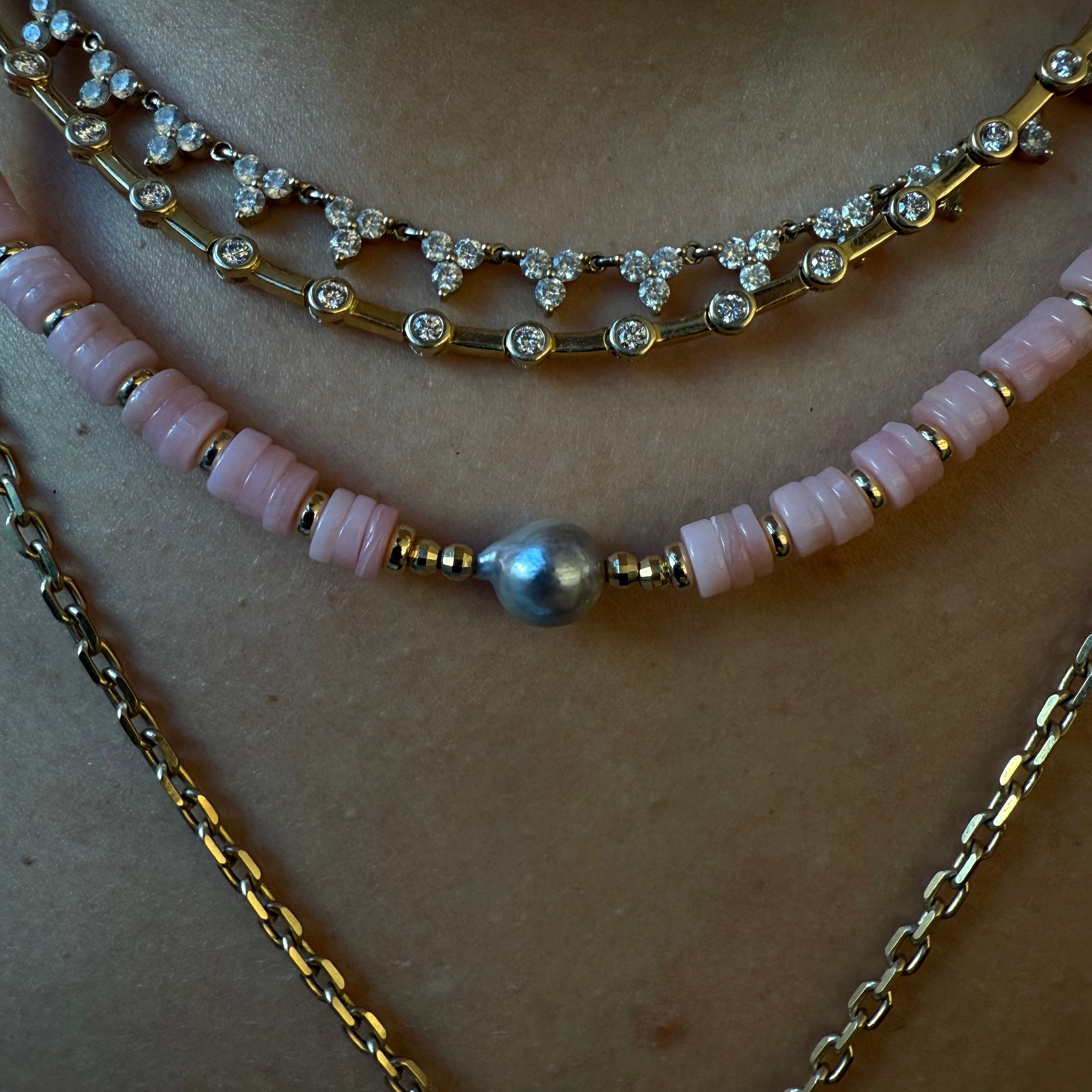 PINK OPAL AND AKOYA PEARL NECKLACE