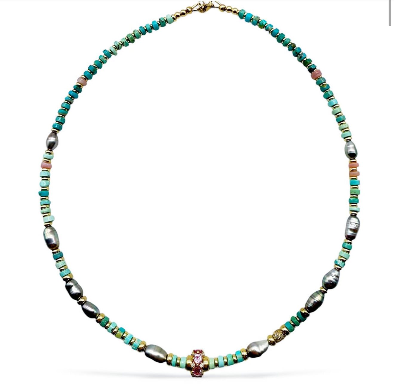 TURQUOISE & TAHITIAN ANTIQUITY NECKLACES. ONE OF A KIND